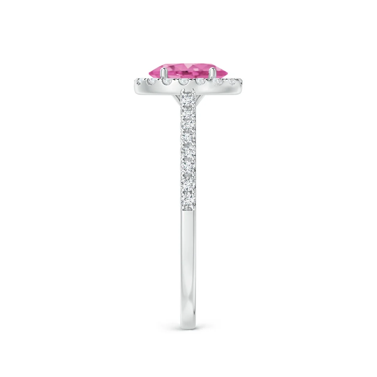 Rosa Mer Collection 0.81ct Oval Cut Pink Sapphire Halo Ring - Image 3
