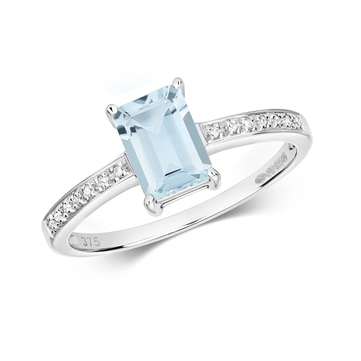 Rosa Mer Collection 0.84ct Aquamarine & Diamond Ring | 9K White Gold