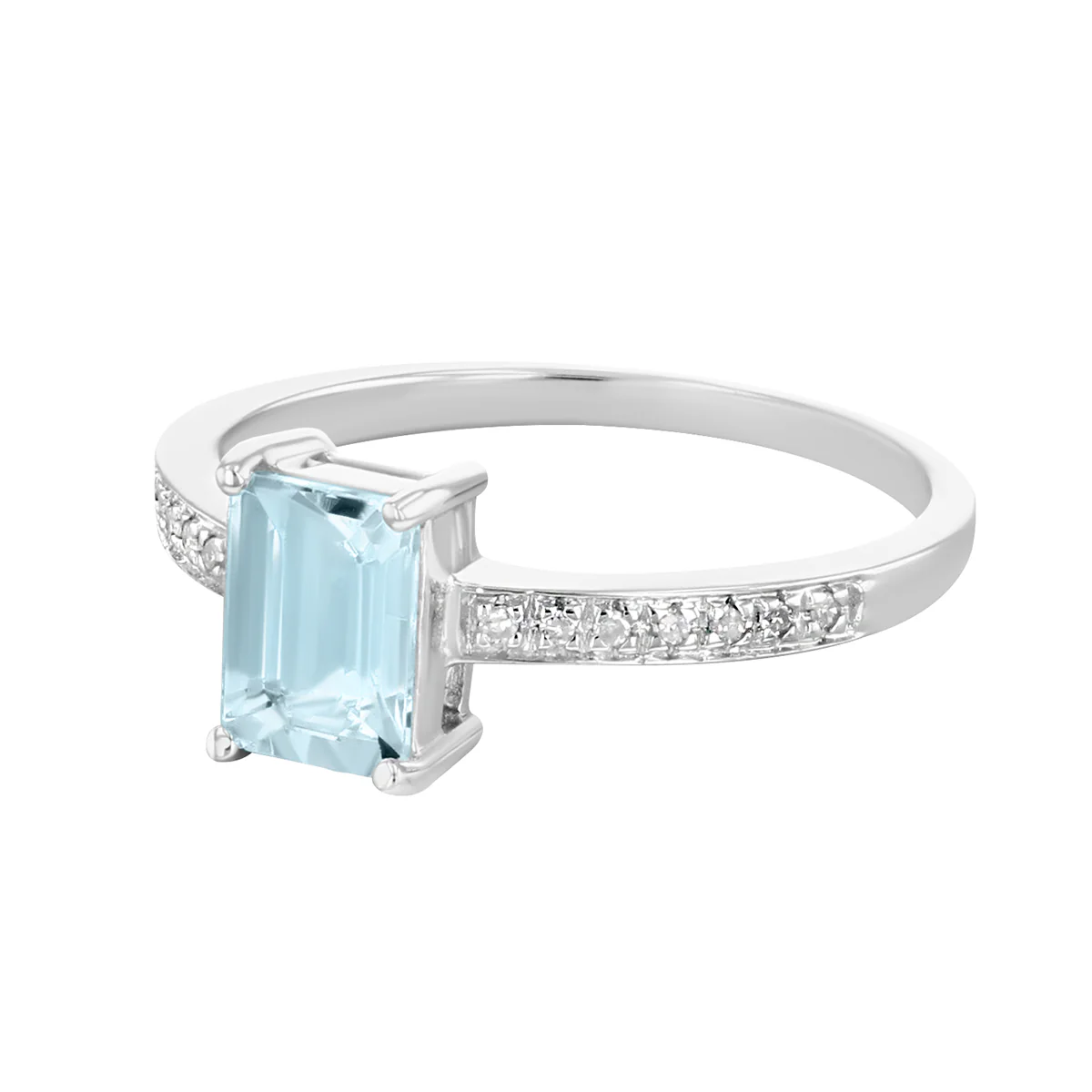 Rosa Mer Collection 0.84ct Aquamarine & Diamond Ring | 9K White Gold - Image 3