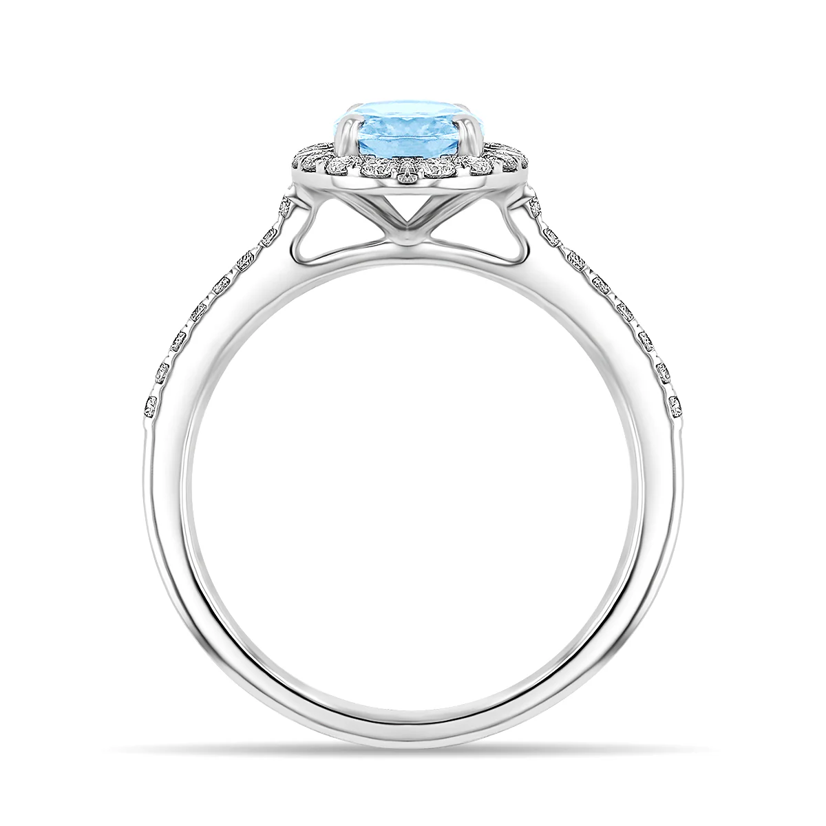 Rosa Mer Collection 0.87ct Oval Aquamarine & Diamond Halo Ring - Image 4