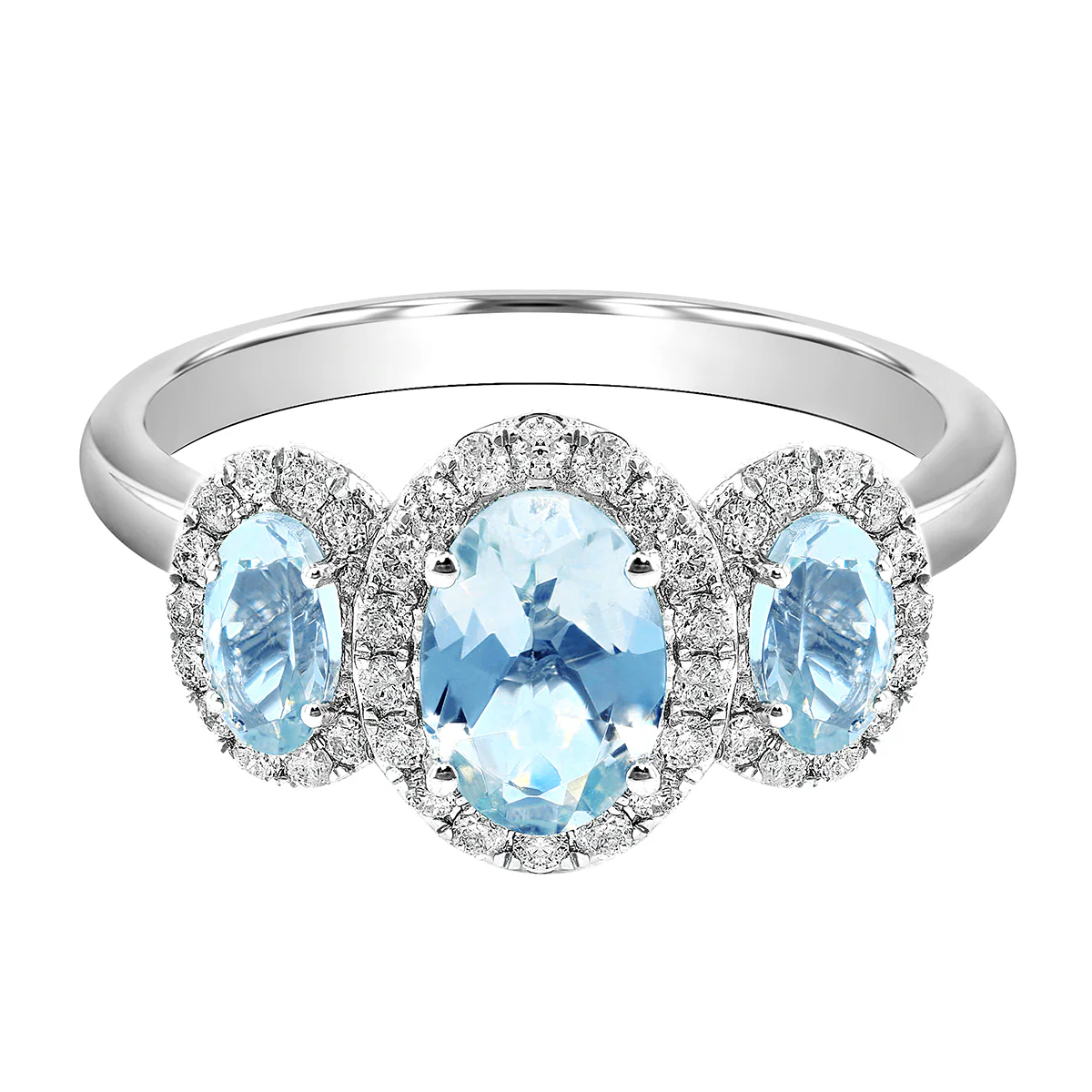 Rosa Mer Collection 1.13ct Aquamarine & Diamond Halo Ring - Image 5