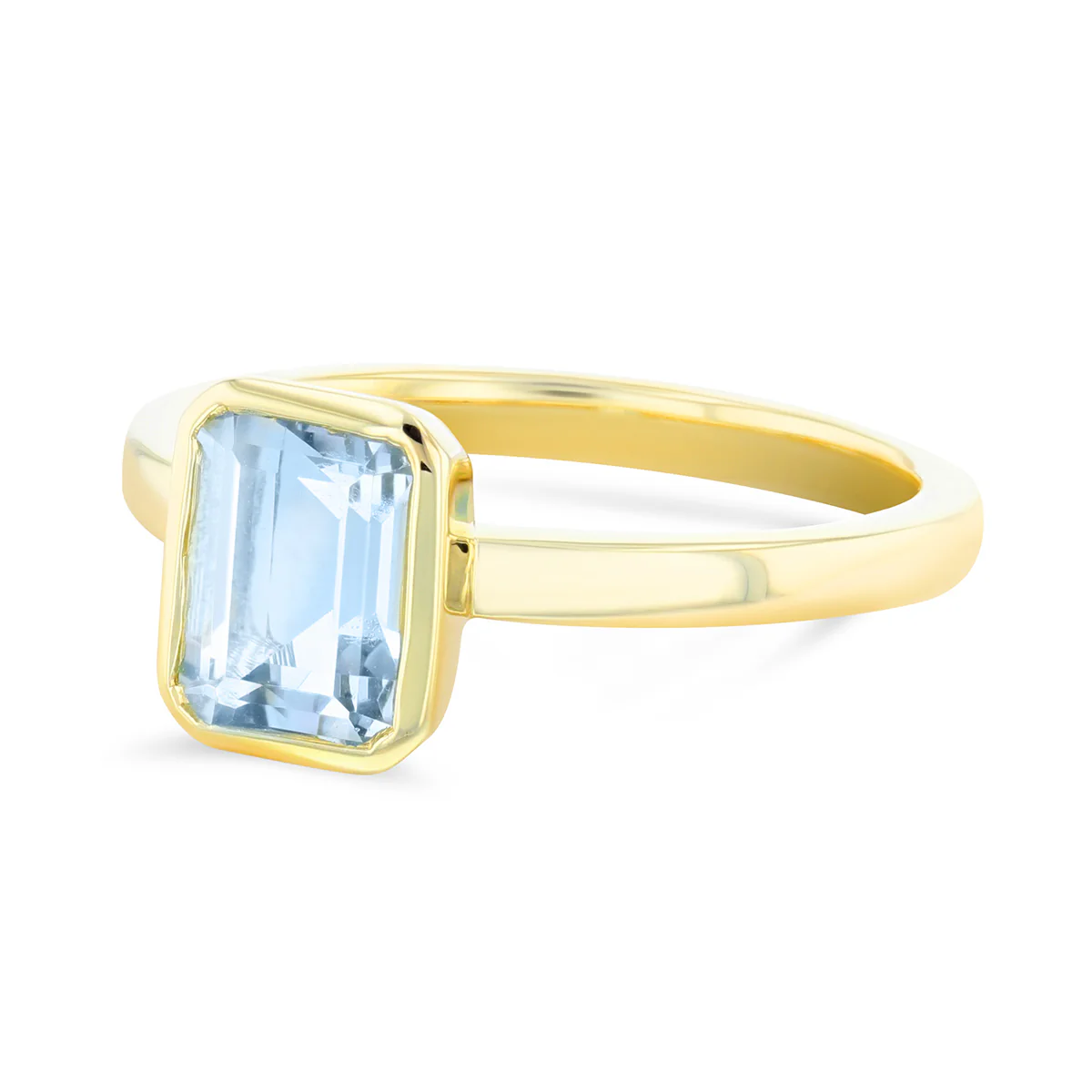 Rosa Mer Collection 1.44ct Aquamarine Bezel Set Ring | 9K Yellow Gold - Image 2