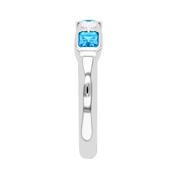 Rosa Mer Collection Octagon 0.76ct Blue Topaz & Diamond Ring - Image 6