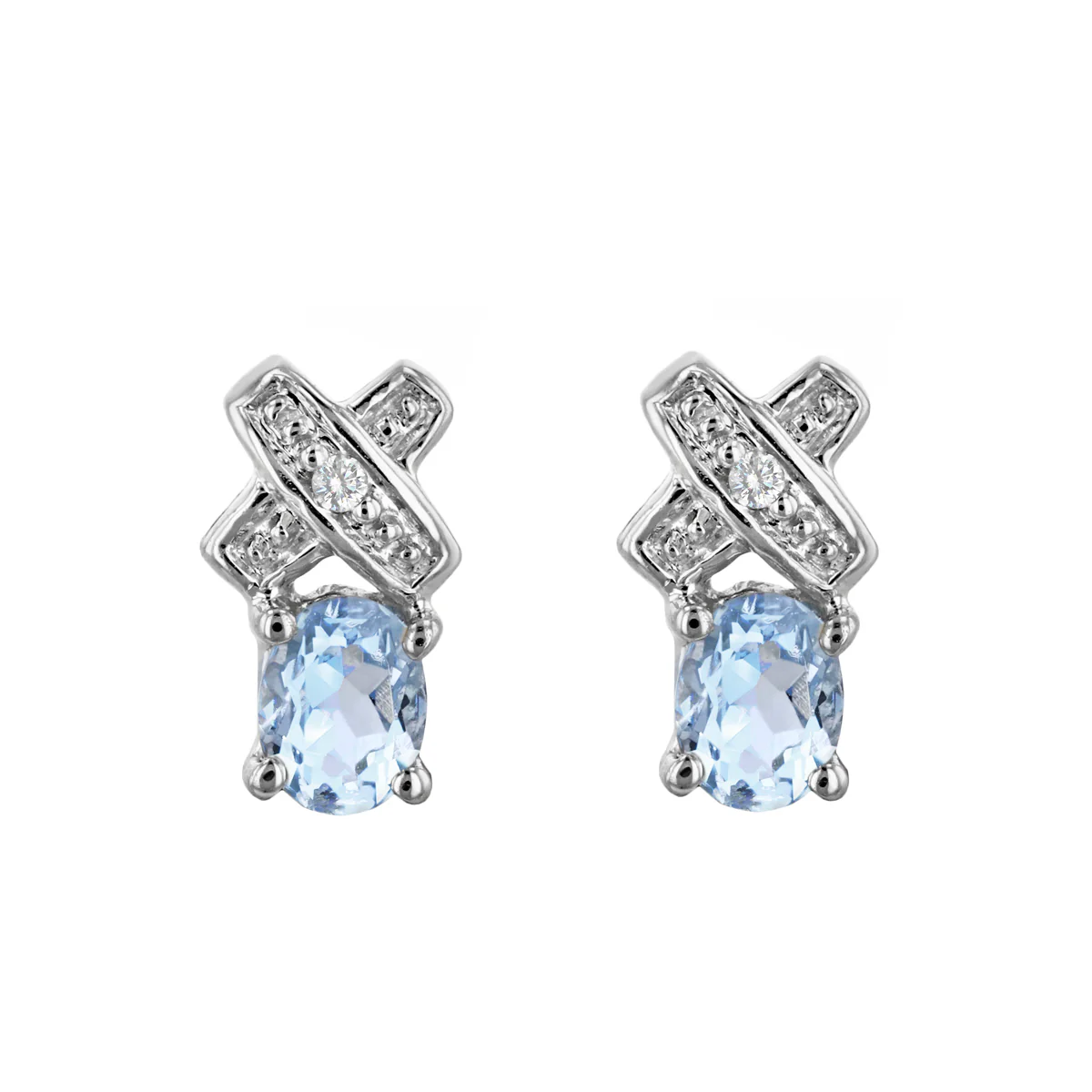 Rosa Mer Diamond and Aquamarine Kiss Earrings | 9K White Gold - Image 2
