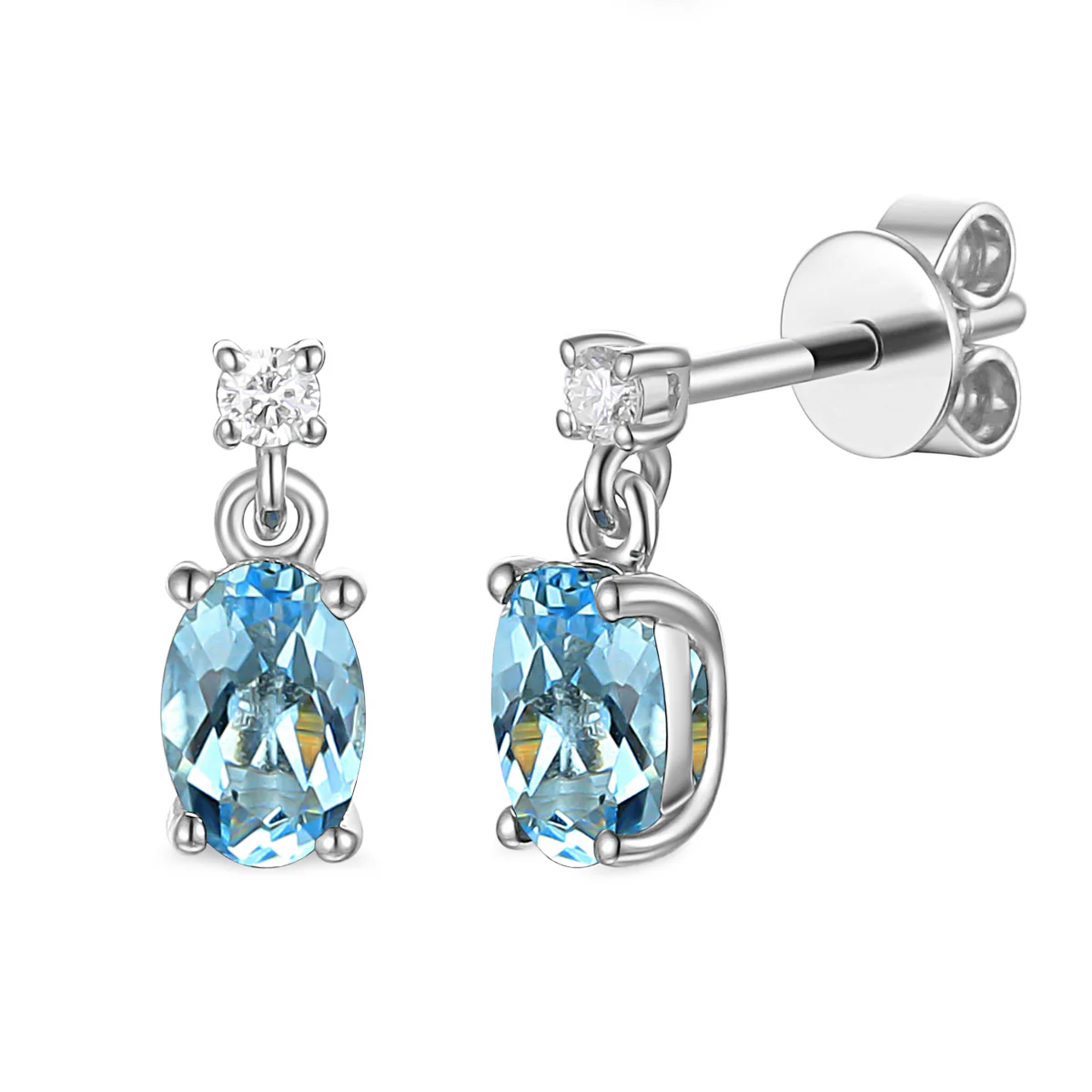 Rosa Mer Oval Aquamarine & Diamond Pendant & Earring Set | 9K White Gold - Image 3