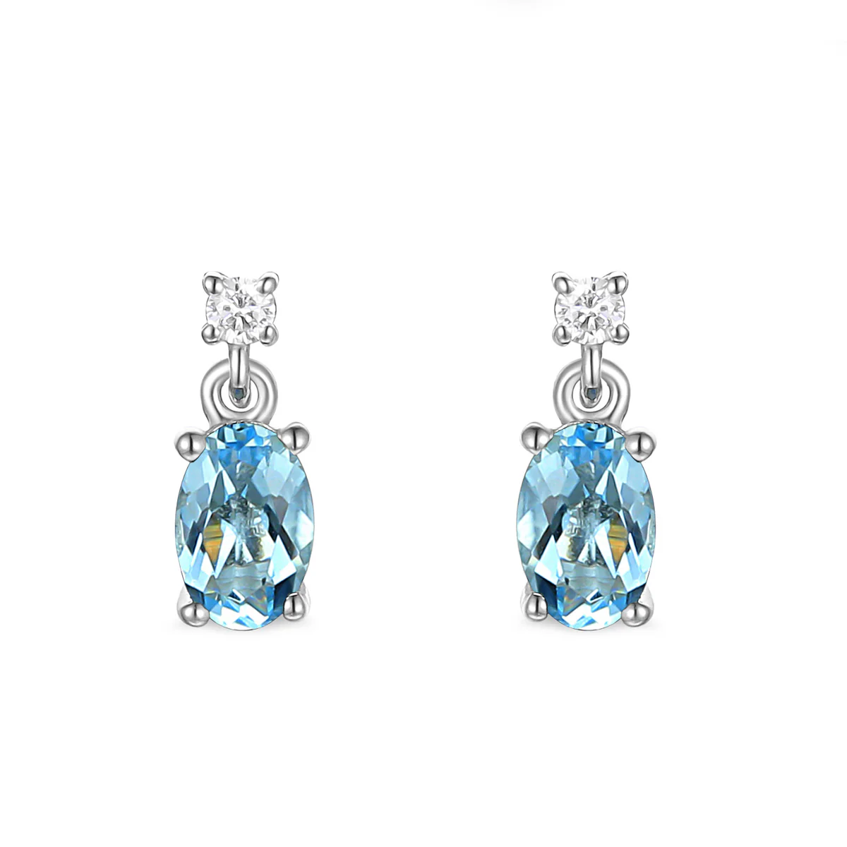 Rosa Mer Oval Aquamarine & Diamond Pendant & Earring Set | 9K White Gold - Image 4