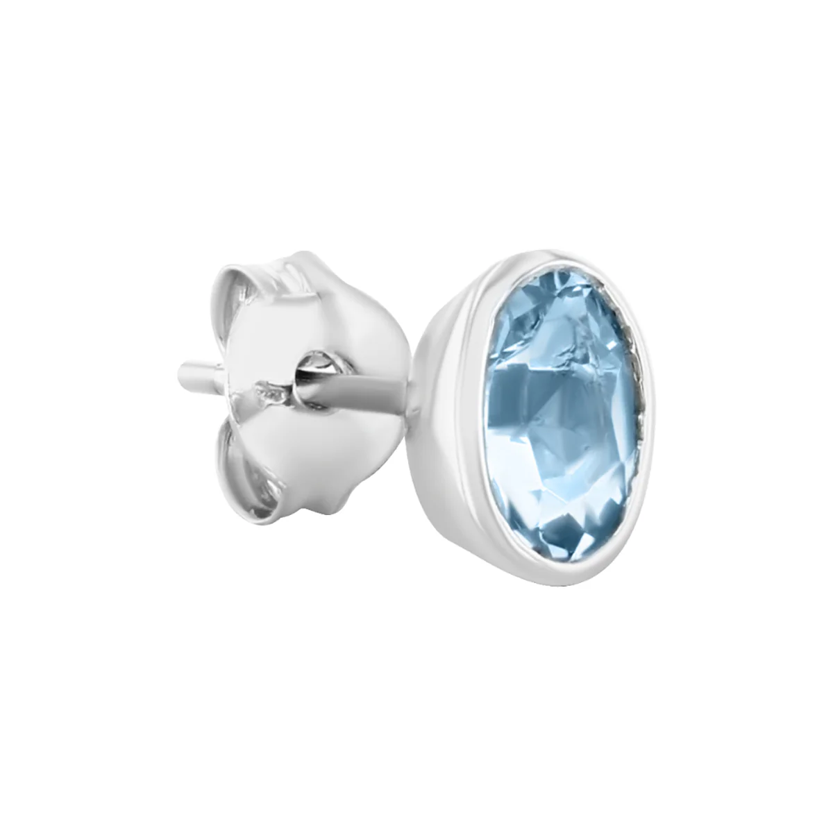 Rose Mer Collection 0.74ct Oval Aquamarine Rubover Bezel Set Stud Earrings | 9K White Gold - Image 4