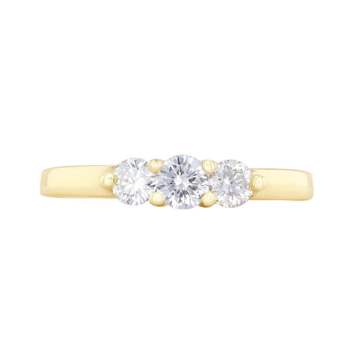 Round Diamond Three Stone Ring | Pre-Loved | 9K Yellow Gold - Image 2