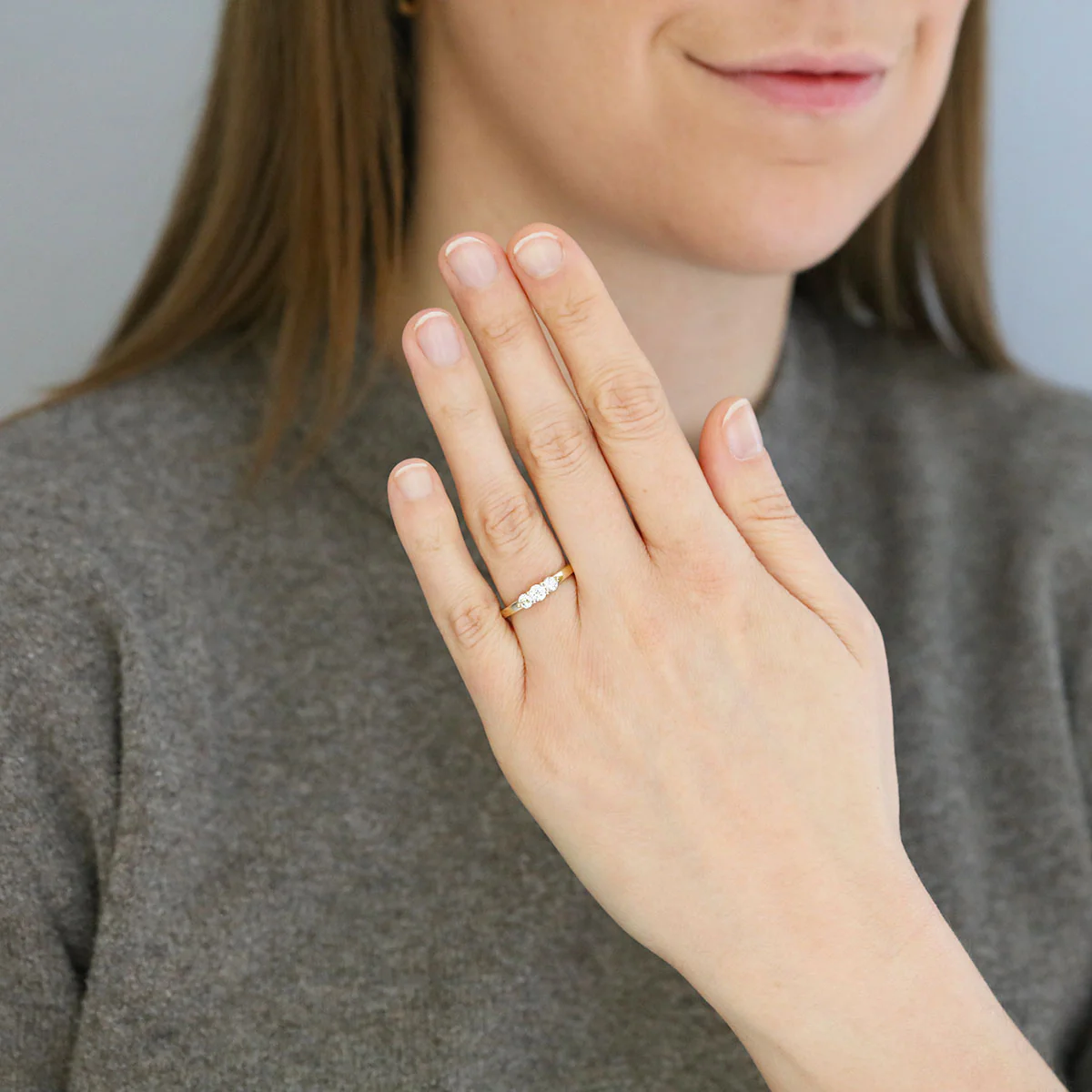 Round Diamond Three Stone Ring | Pre-Loved | 9K Yellow Gold - Image 6