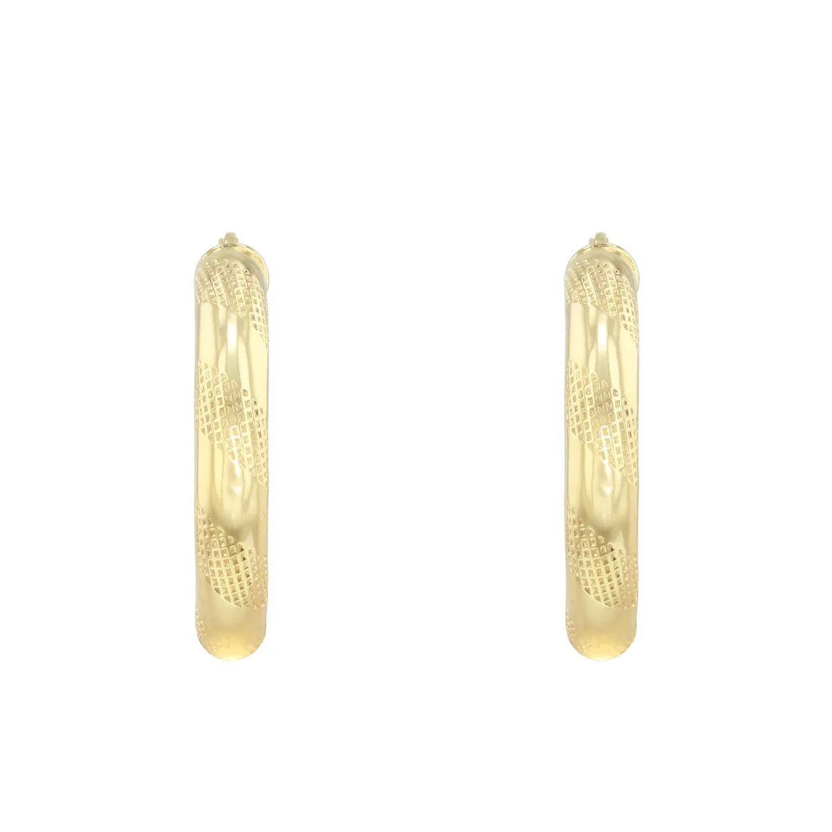 Round Patterned Hoop Earrings | Pre-Loved | 9K Yellow Gold - Image 2