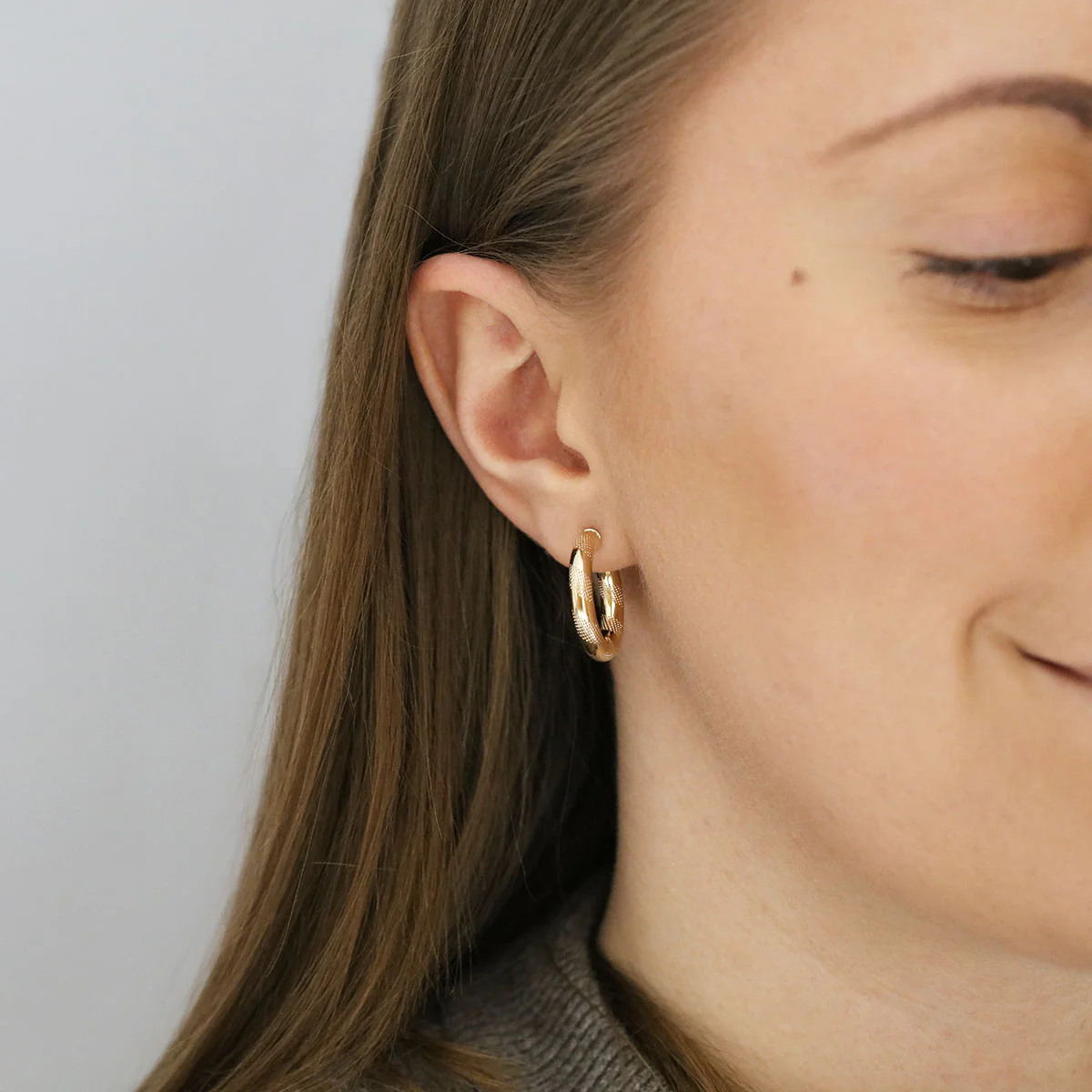 Round Patterned Hoop Earrings | Pre-Loved | 9K Yellow Gold - Image 5