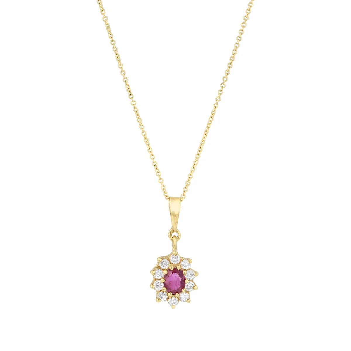 Ruby and Diamond Cluster Pendant (Chain Not Included) | Pre-Loved | 9K Yellow Gold