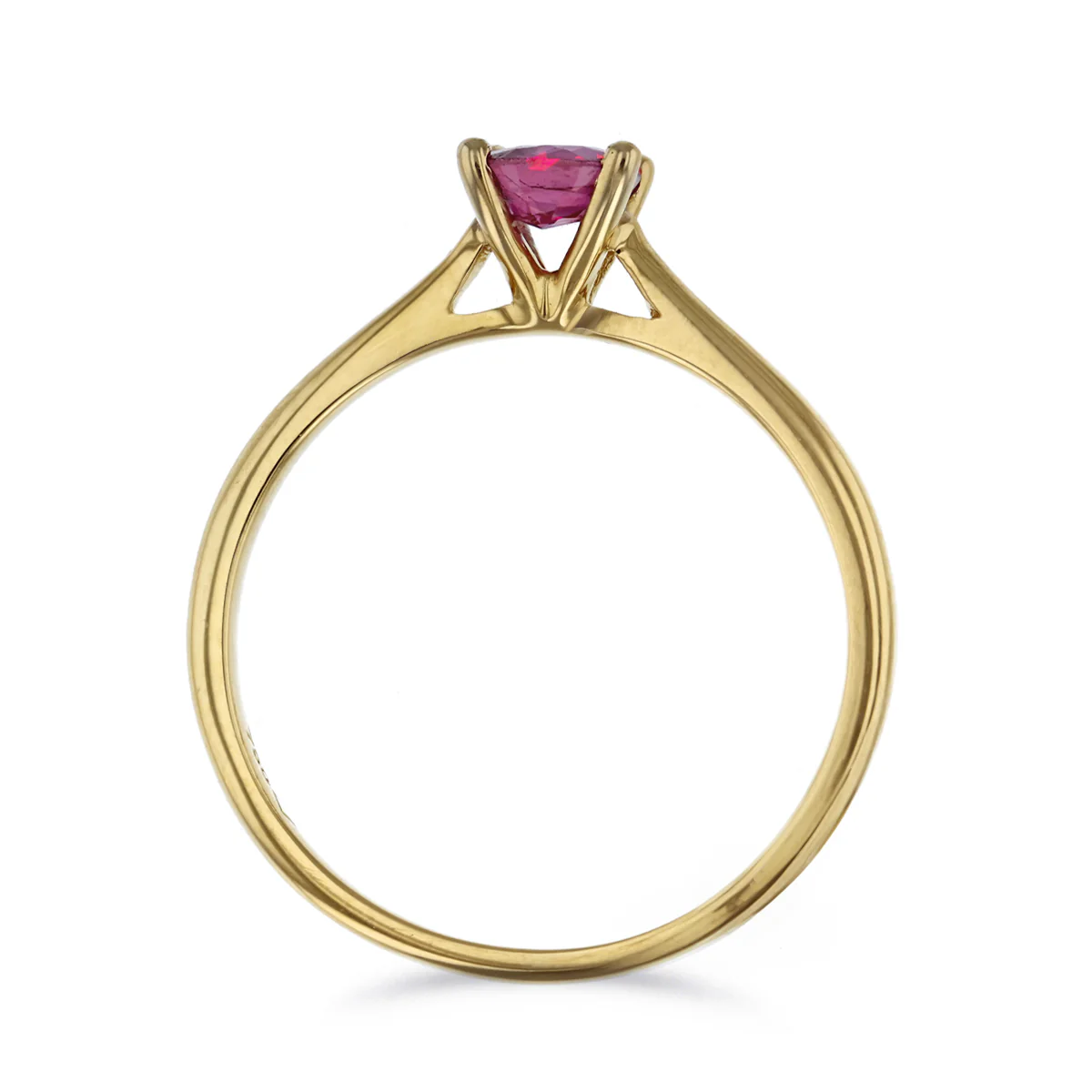 Ruby Solitaire Ring | Pre-Loved | 18K Yellow Gold - Image 3