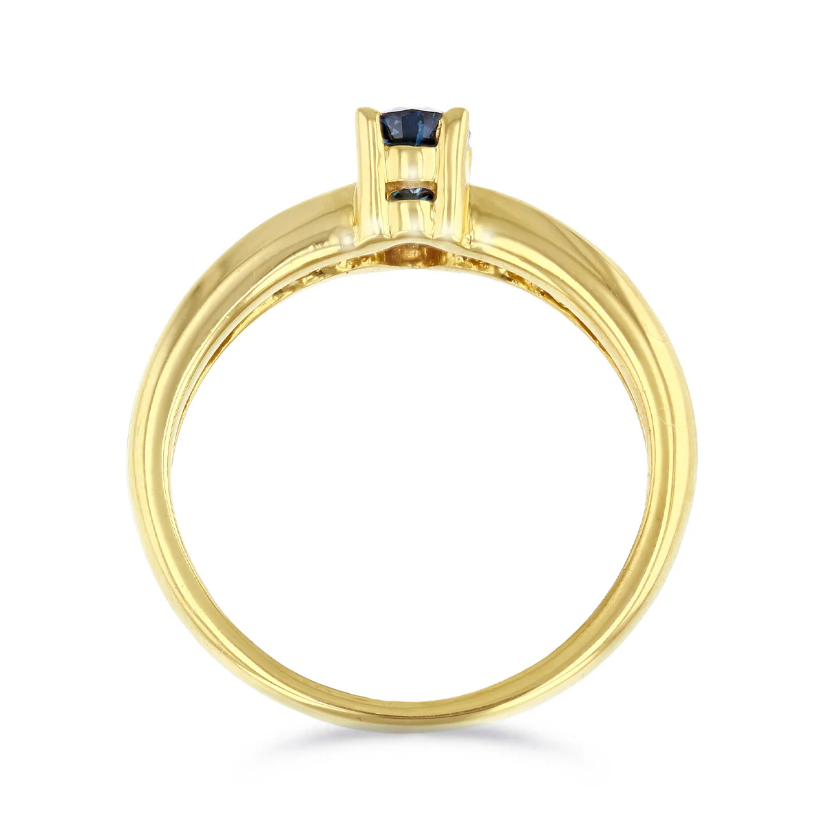 Sapphire and Baguette Cut Diamond Dress Ring | Pre-Loved | 18K Yellow Gold - Image 5