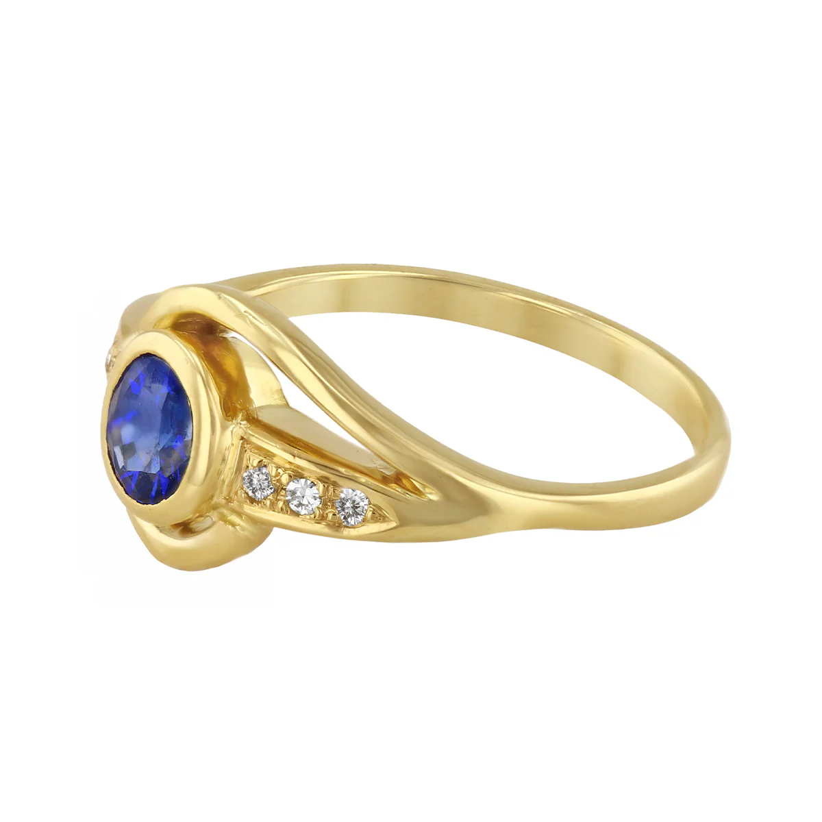 Sapphire & Diamond Sculptural Dress Ring | Pre-Loved | 18K Yellow Gold - Image 3