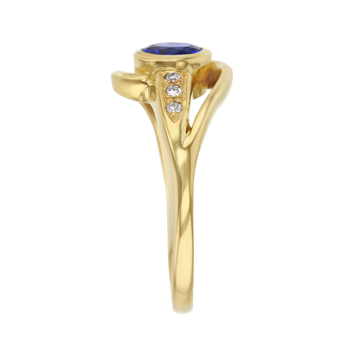 Sapphire & Diamond Sculptural Dress Ring | Pre-Loved | 18K Yellow Gold - Image 4