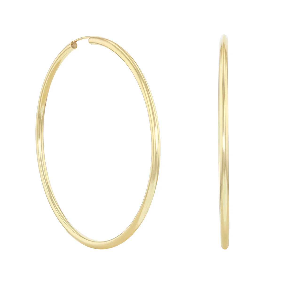 Soleil Collection 45mm Plain Hoop Earrings | 9K Solid Yellow Gold