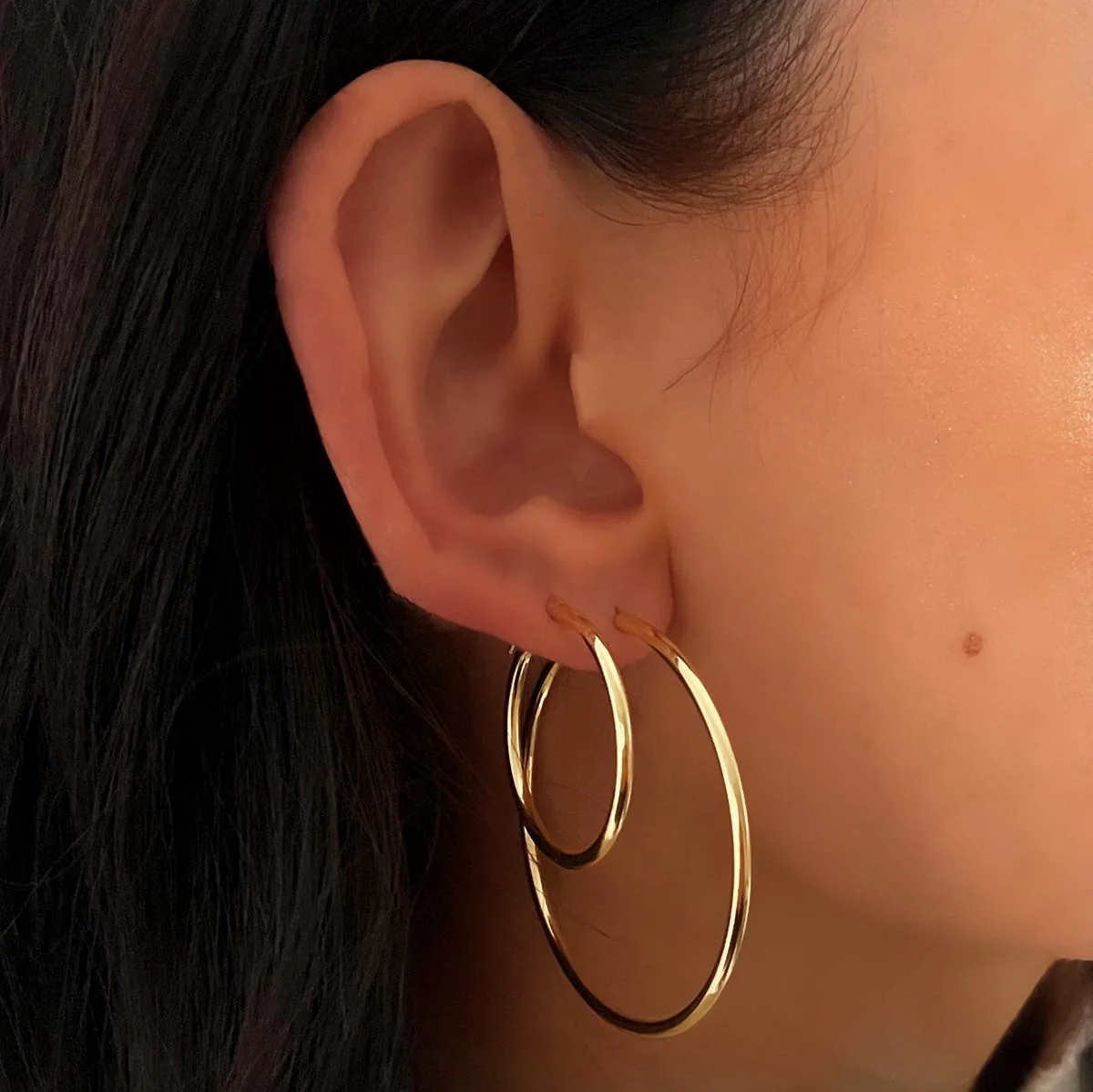 Soleil Collection 45mm Plain Hoop Earrings | 9K Solid Yellow Gold - Image 5
