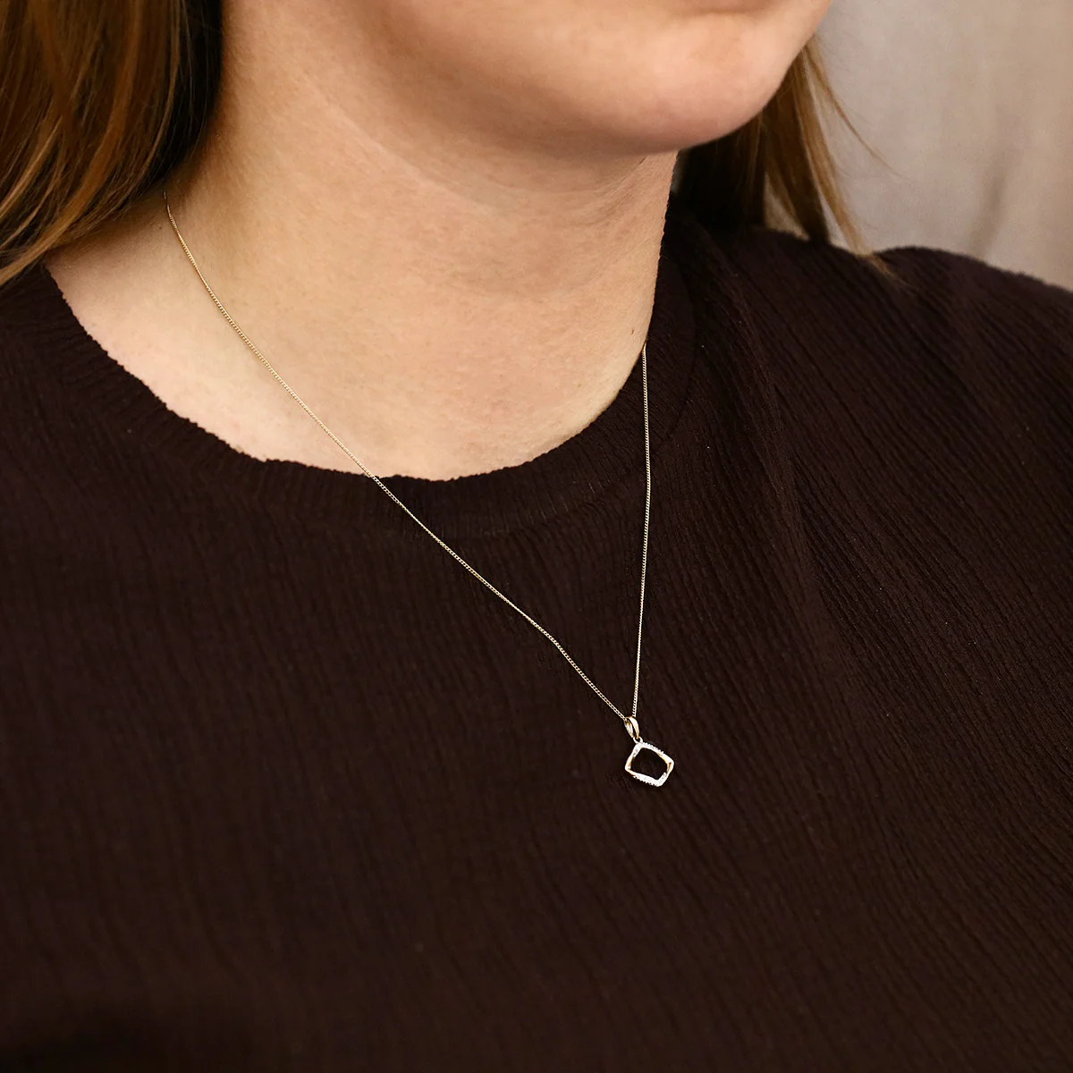 Soleil Collection 0.06ct Diamond Geometric Necklace | 9K Yellow Gold - Image 5