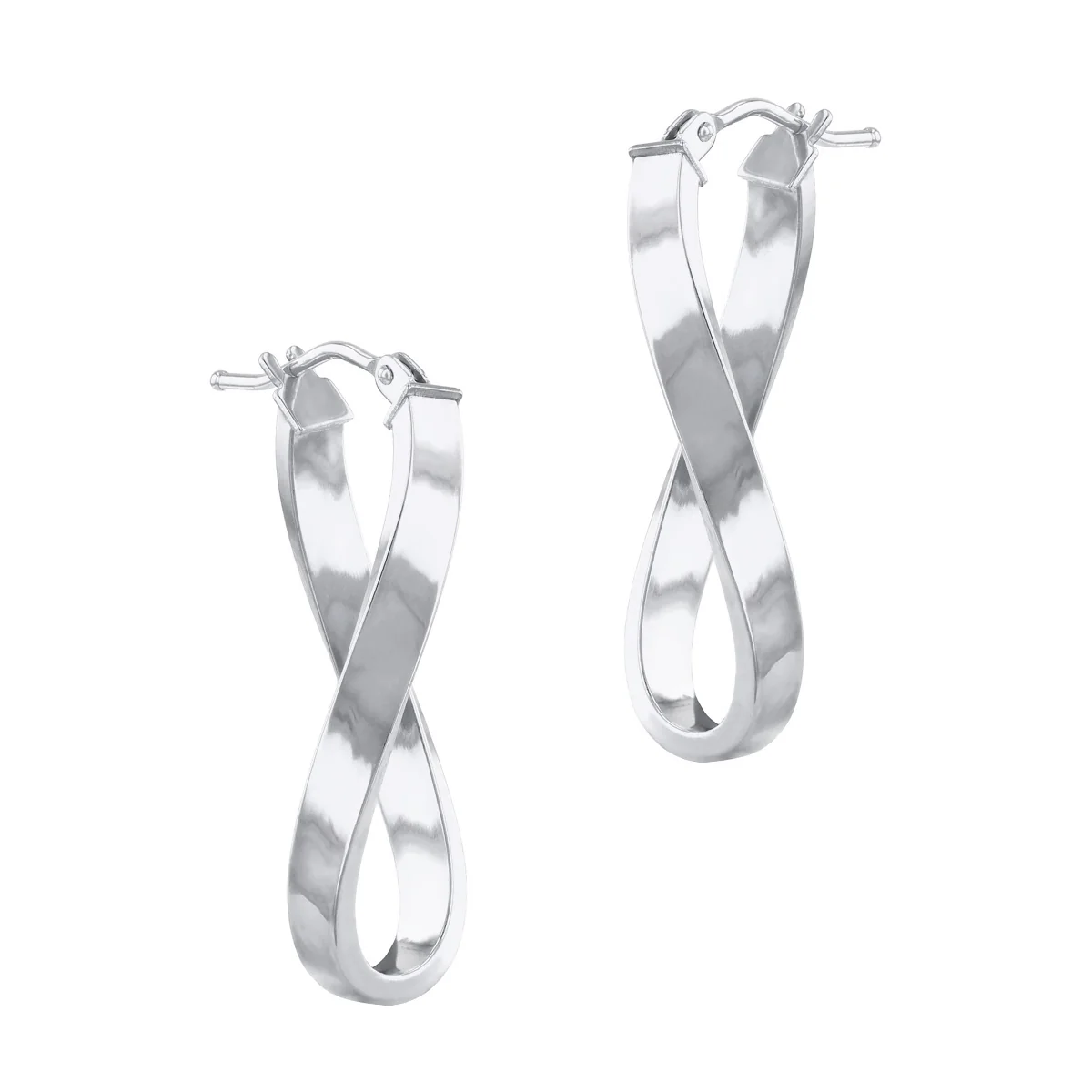 Soleil Collection 10.5mm x 26.5mm Twisted Oval Hoop Creole Earrings | 9K White Gold - Image 2