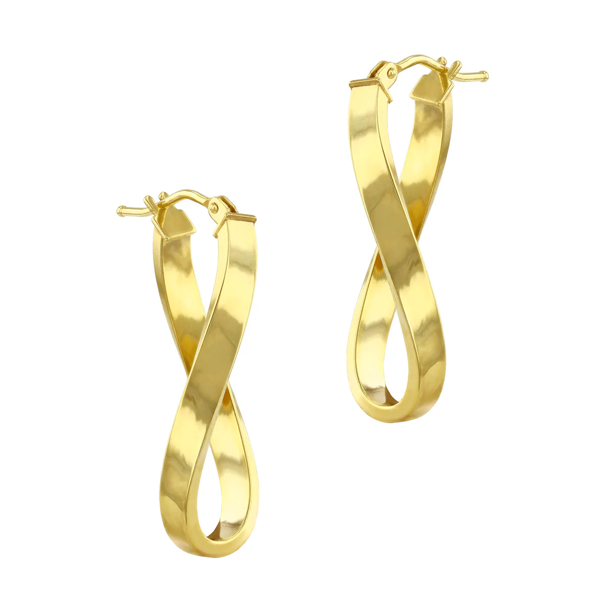 Soleil Collection 10.5mm x 26.5mm Twisted Oval Hoop Creole Earrings | 9K Yellow Gold - Image 2
