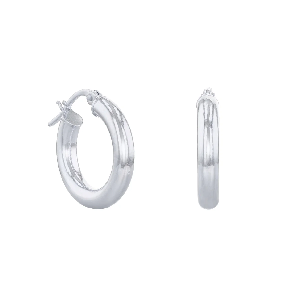 Soleil Collection  10mm Plain Hoops | 9K Solid White Gold