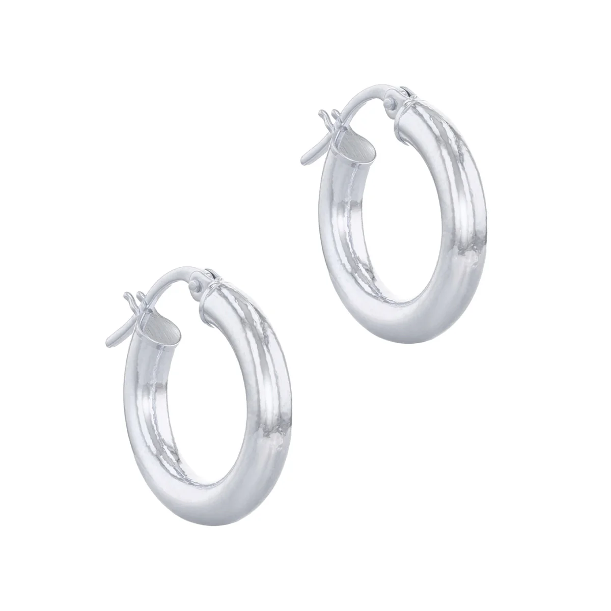 Soleil Collection  10mm Plain Hoops | 9K Solid White Gold - Image 2