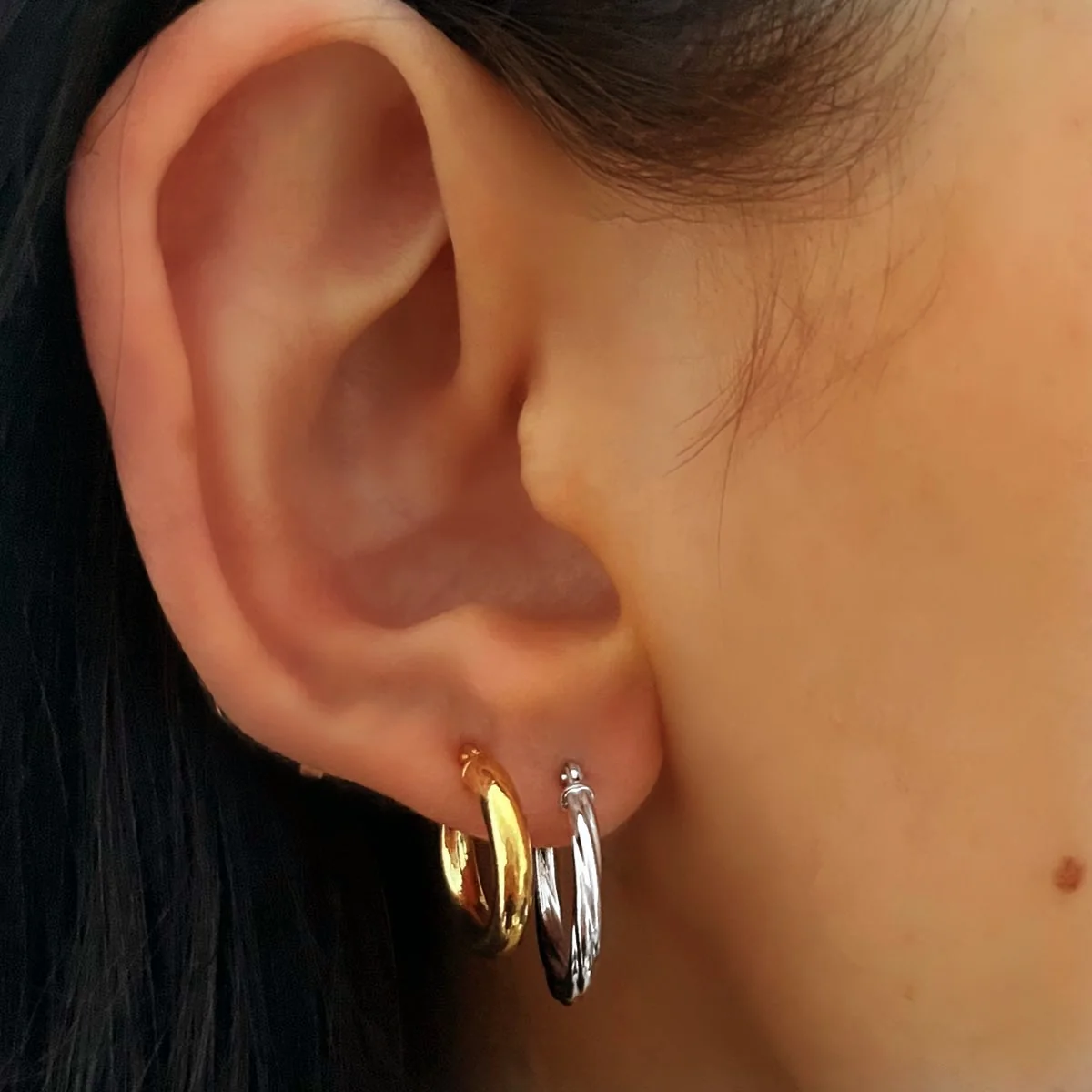 Soleil Collection  10mm Plain Hoops | 9K Solid Yellow Gold - Image 6