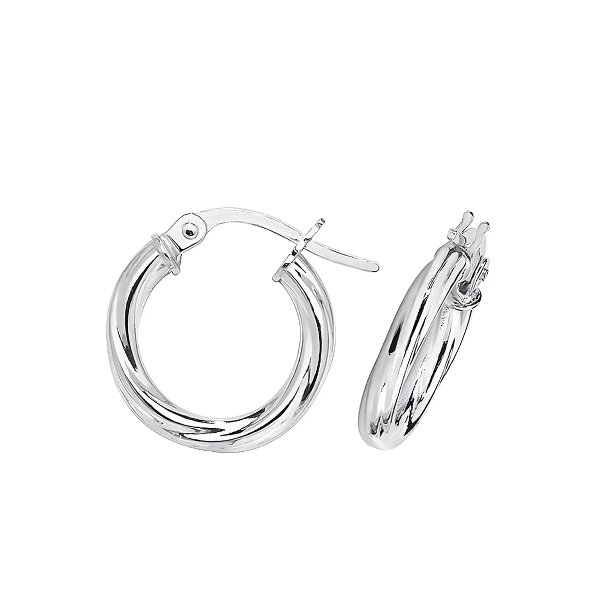 Soleil Collection 10mm Twist Hoop Earrings | 9K Solid White Gold - Image 3