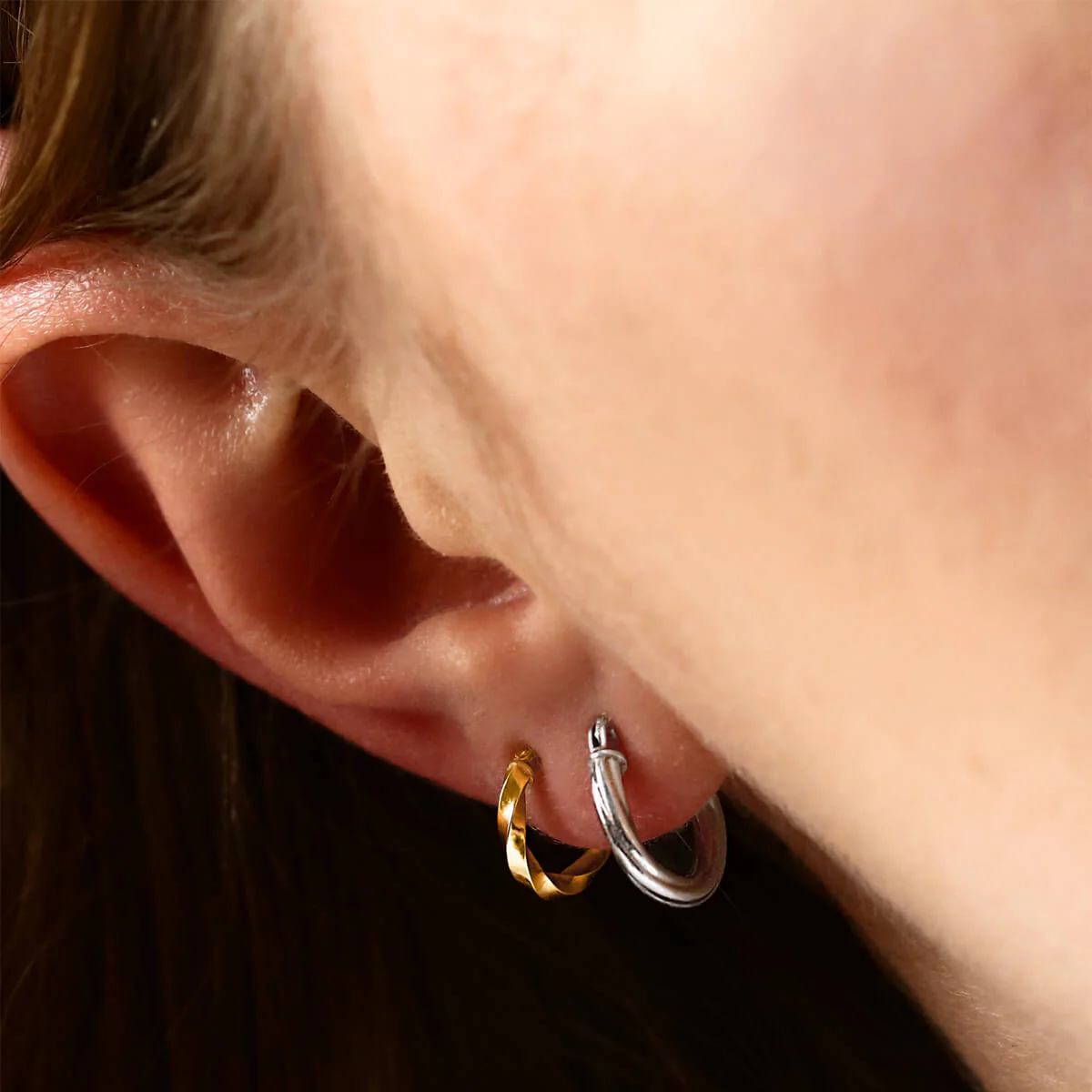 Soleil Collection 10mm Twist Hoop Earrings | 9K Solid White Gold - Image 4