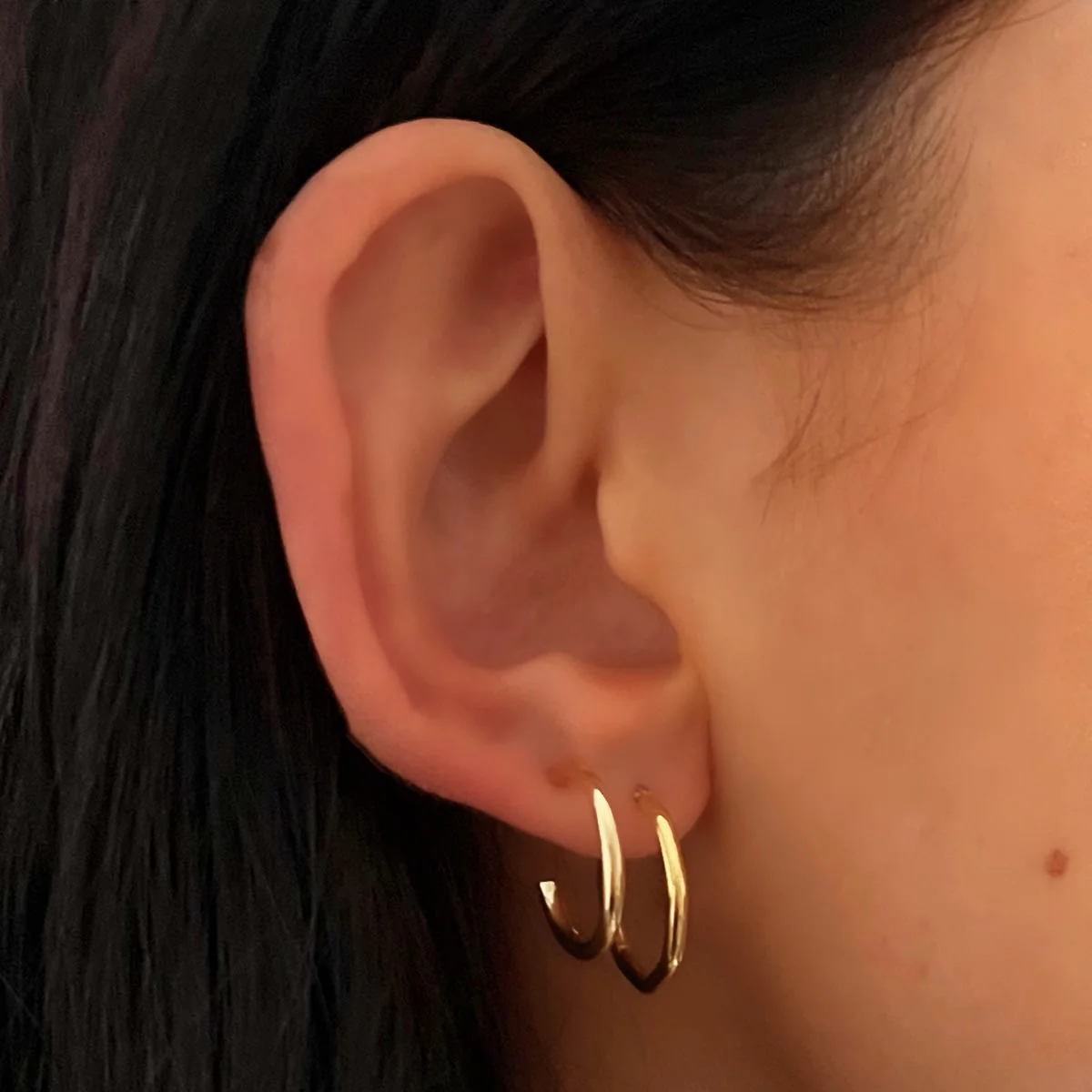 Soleil Collection 15mm Hoop Earrings | 9K Solid Yellow Gold - Image 5