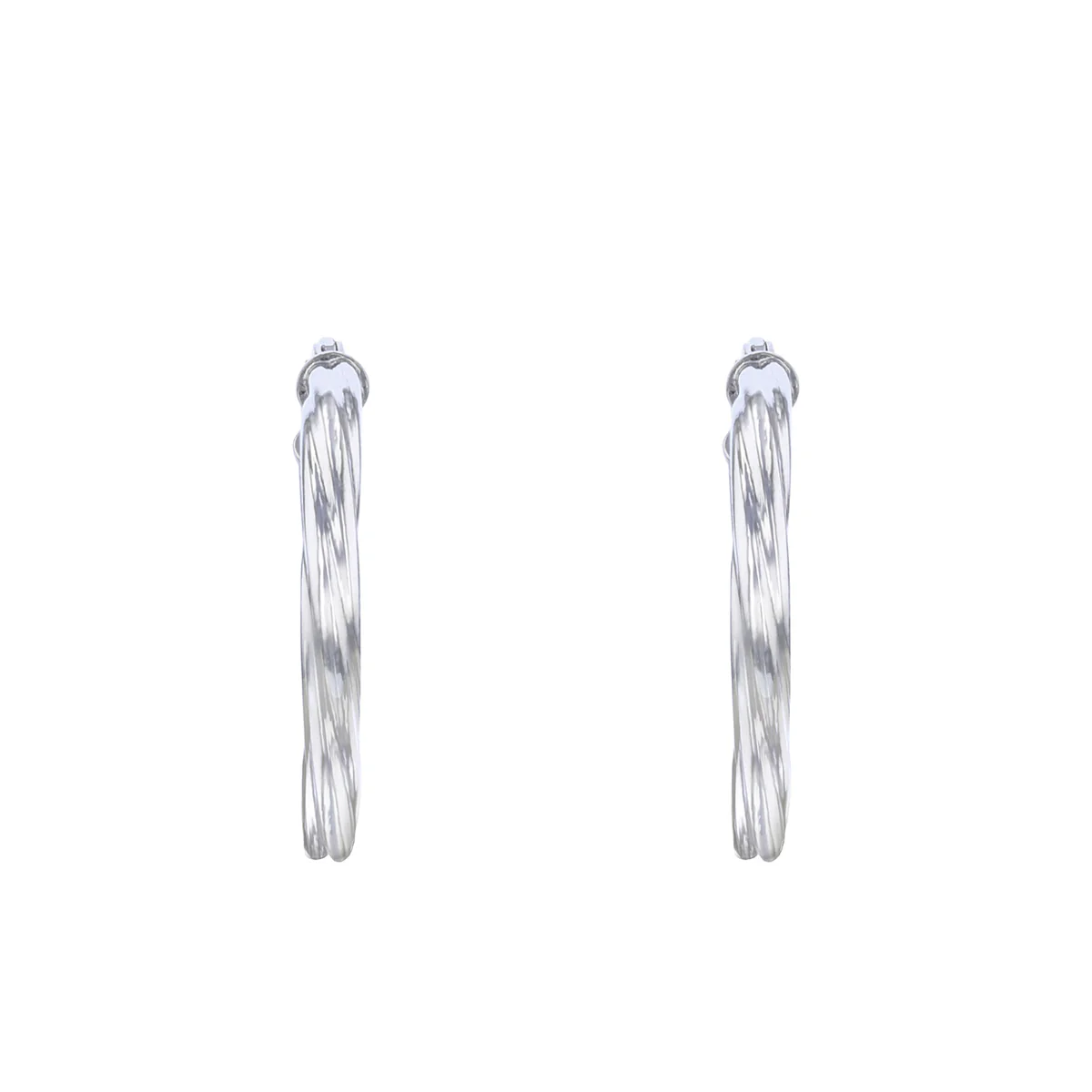Soleil Collection 15mm Twist Hoop Earrings | 9K Solid White Gold - Image 3