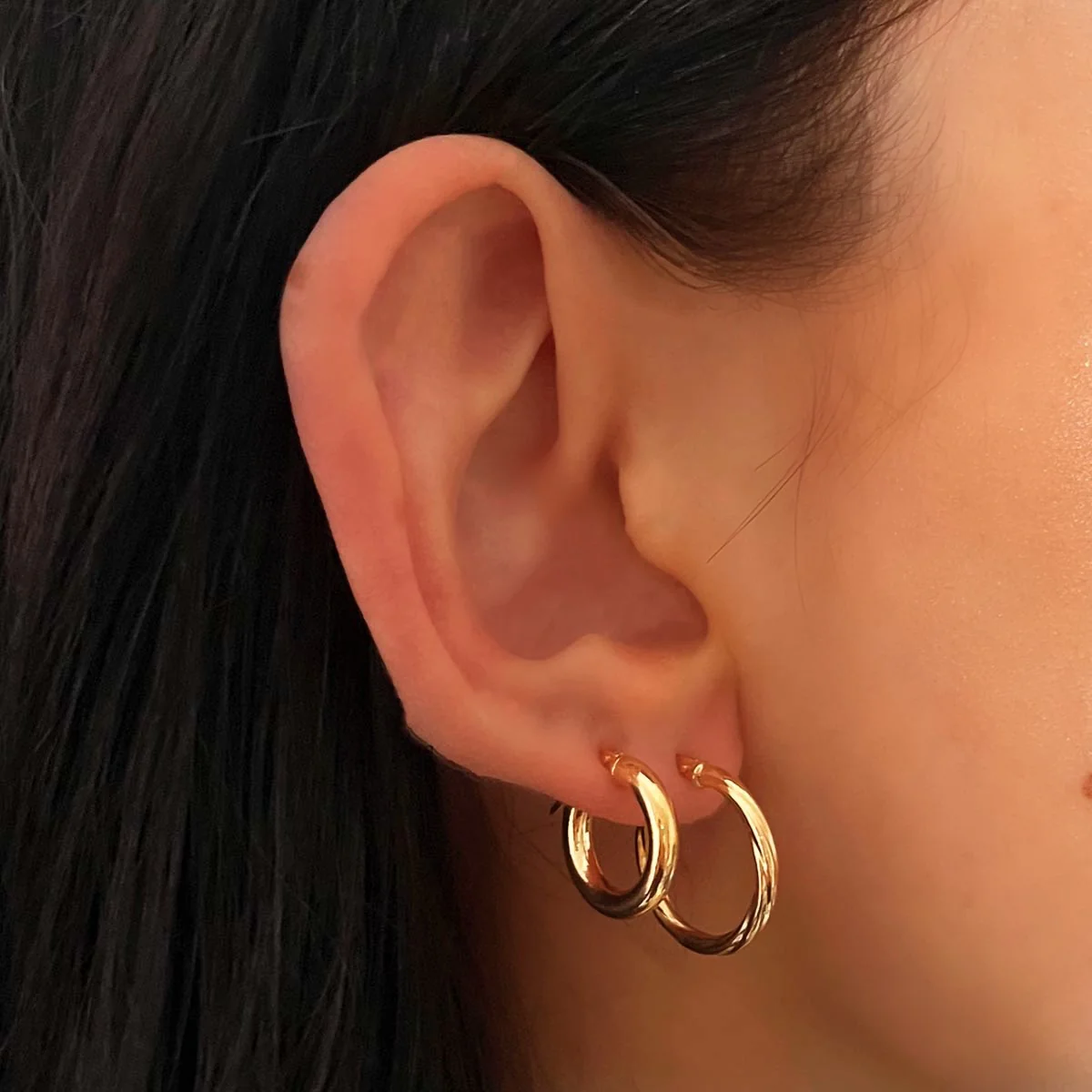Soleil Collection 15mm Twist Hoop Earrings | 9K SolidYellow Gold - Image 5