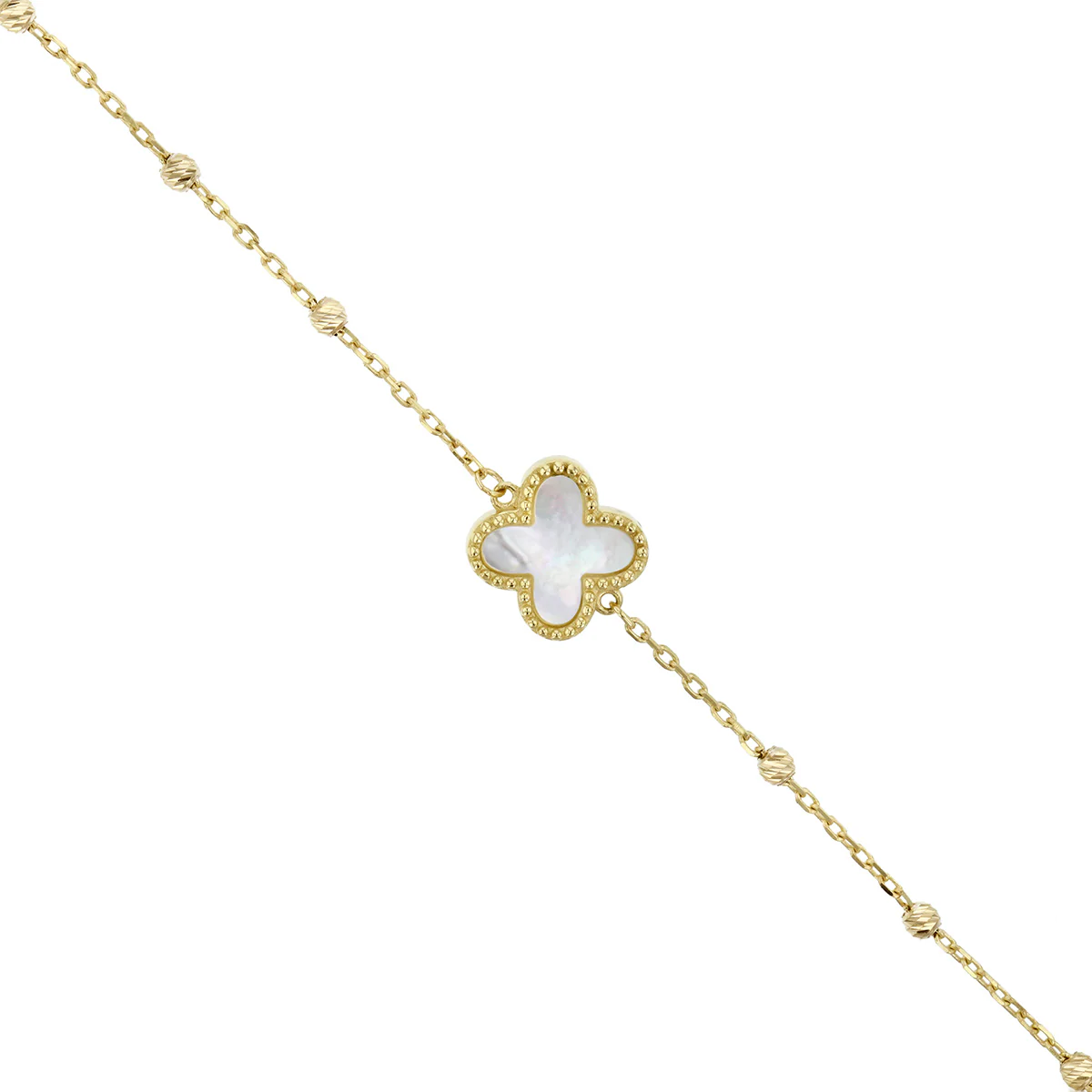 Soleil Collection 16"-17" Mother of Pearl Petal and Bead Necklace | 9K Yellow Gold - Image 3