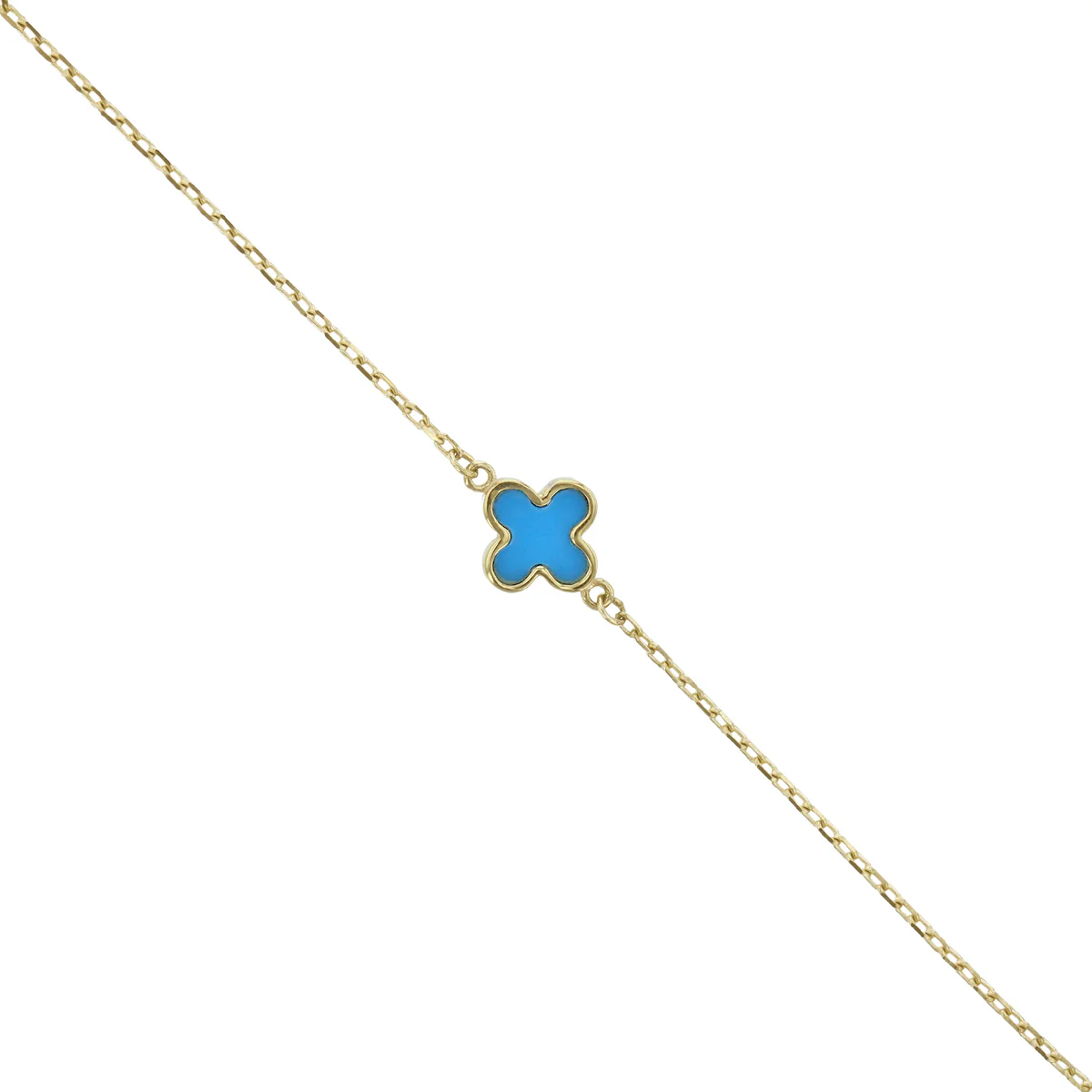 Soleil Collection 16"-17" Synthetic Turquoise Petal Necklace | 9K Solid Yellow Gold - Image 2
