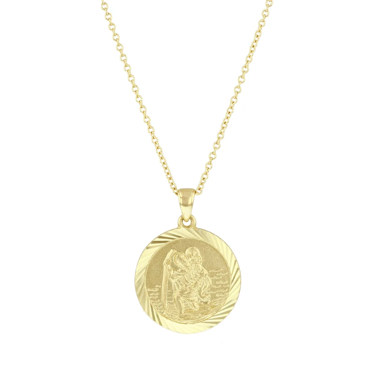 Soleil Collection 17mm St Christopher Necklace | 9K Yellow Gold
