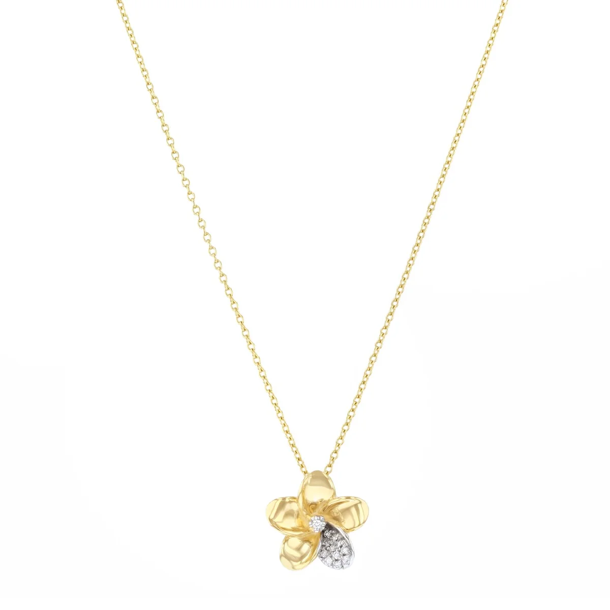 Soleil Collection 18" 0.03ct Diamond Floral Necklace | 9K Yellow Gold