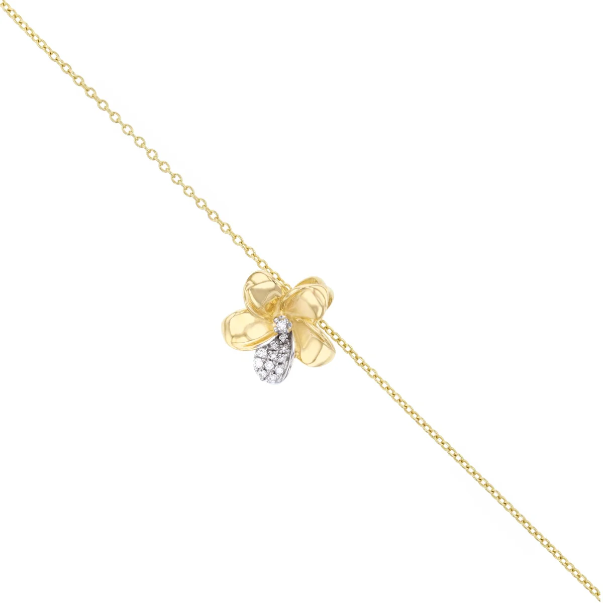 Soleil Collection 18" 0.03ct Diamond Floral Necklace | 9K Yellow Gold - Image 3