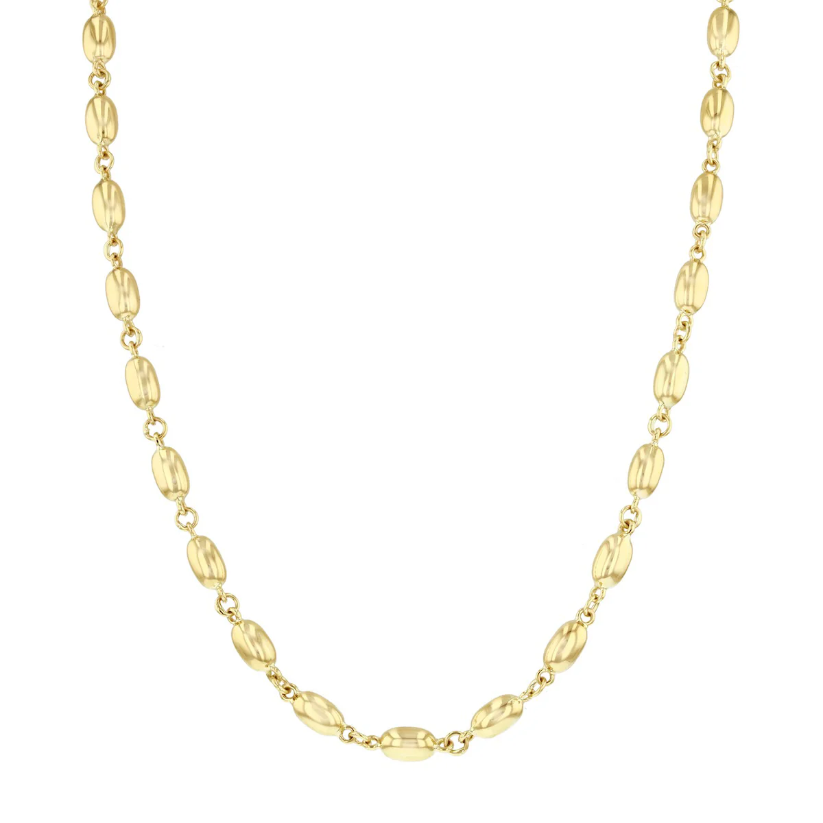 Soleil Collection 18" Elongated Bead Shaped Collarette | 9K Yellow Gold