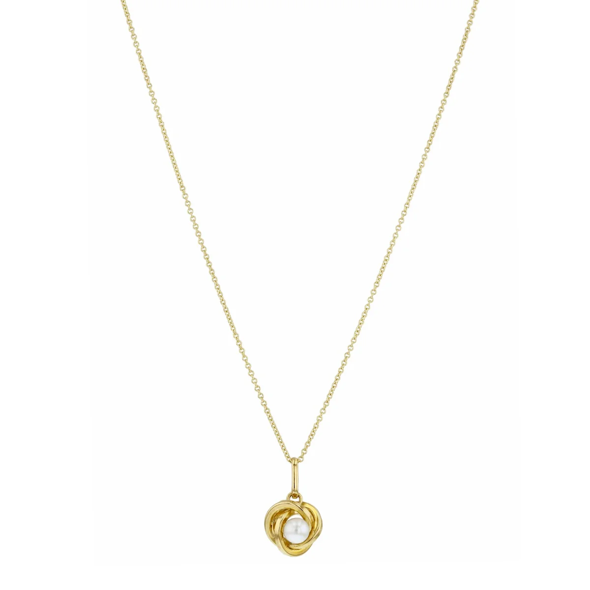 Soleil Collection 18"  Freshwater Pearl Knot Necklace | 9K Yellow Gold - Image 2