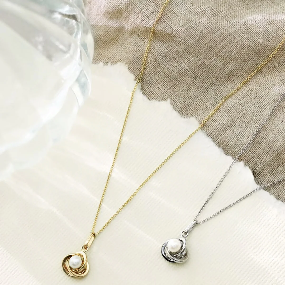 Soleil Collection 18"  Freshwater Pearl Knot Necklace | 9K Yellow Gold - Image 6