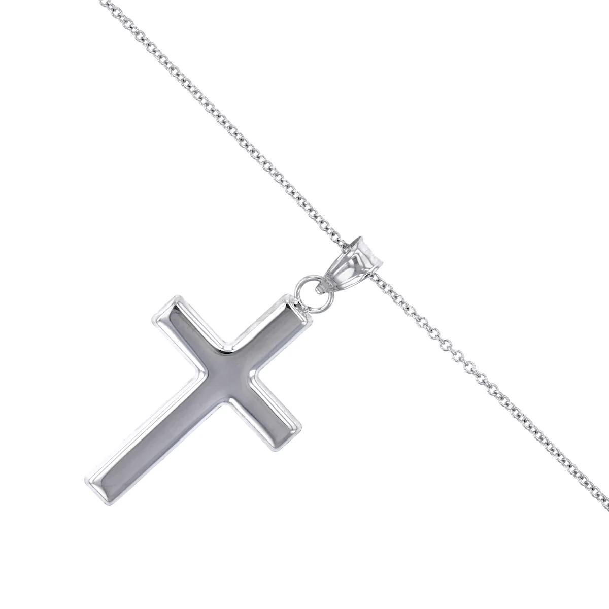 Soleil Collection 18" Plain Cross Necklace | 9K White Gold - Image 3