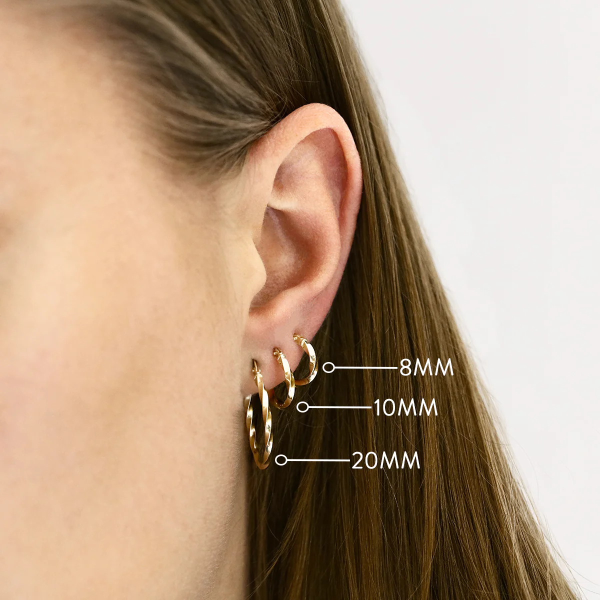 Soleil Collection 20mm Twist Hoops | 9K Yellow Gold - Image 8