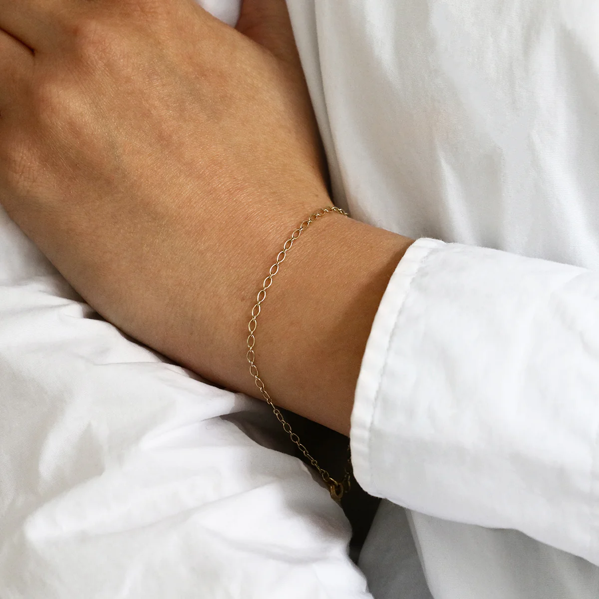 Soleil Collection 2mm Oval Trace Bracelet | 9K Yellow Gold - Image 4