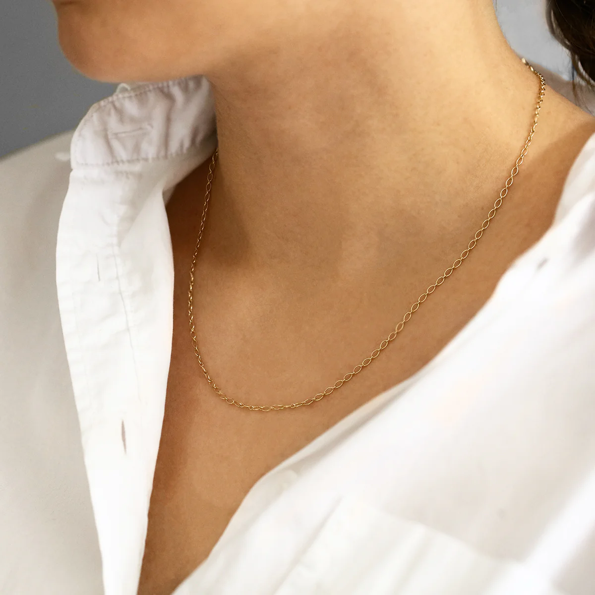 Soleil Collection 2mm Oval Trace Necklace | 9K Yellow Gold - Image 4