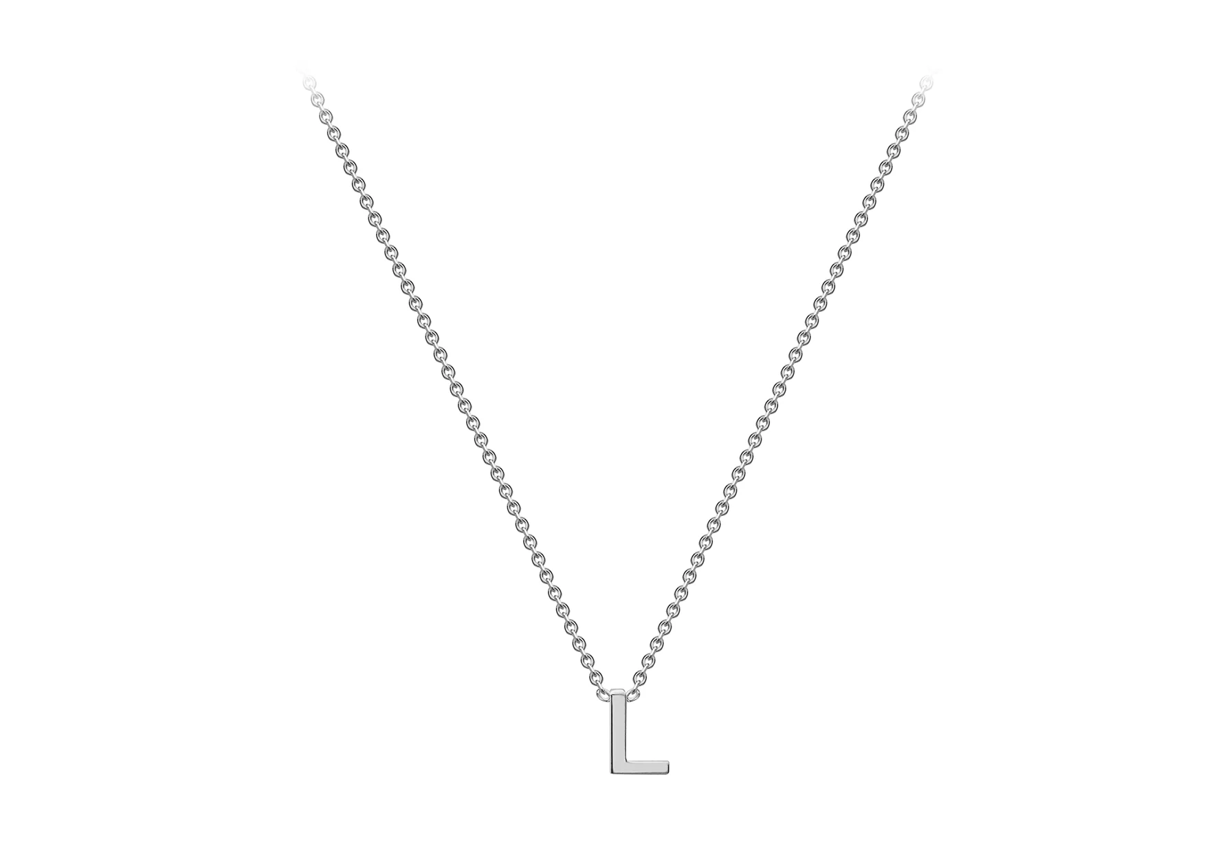 Soleil Collection 3.5mm x 5mm Initial Adjustable Necklace | 9K White Gold - Image 17