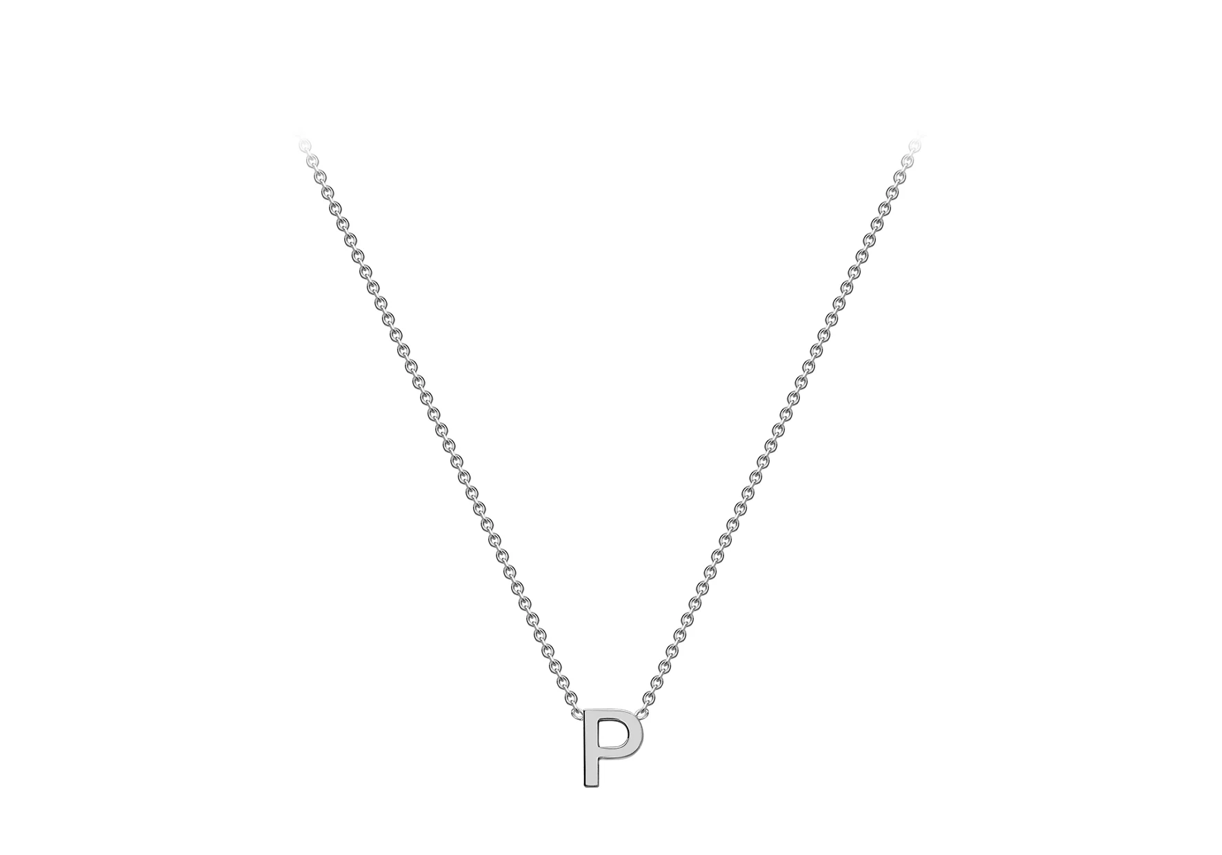 Soleil Collection 3.5mm x 5mm Initial Adjustable Necklace | 9K White Gold - Image 23