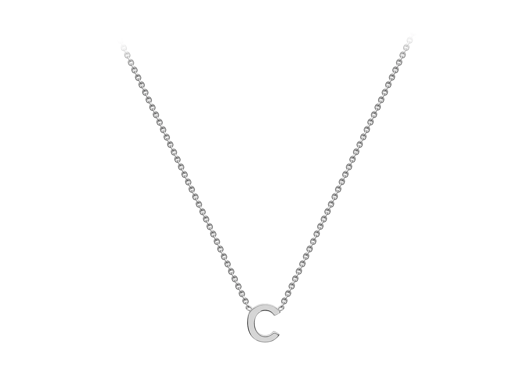 Soleil Collection 3.5mm x 5mm Initial Adjustable Necklace | 9K White Gold - Image 4