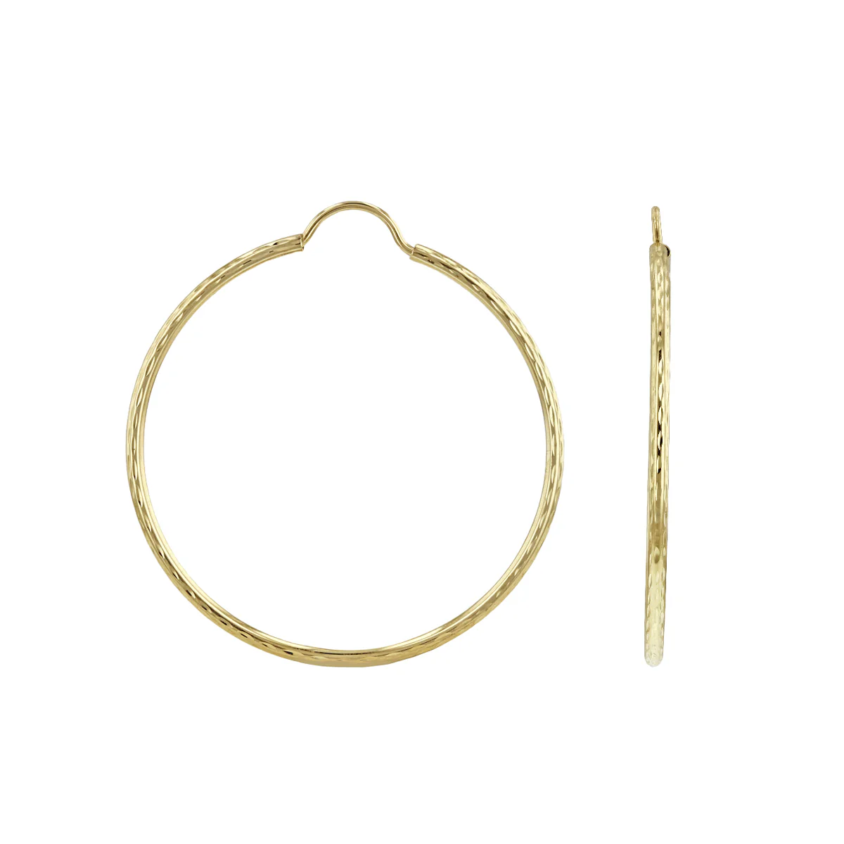 Soleil Collection 30mm Diamond Cut Hoop Earrings | 9K Solid Yellow Gold - Image 4