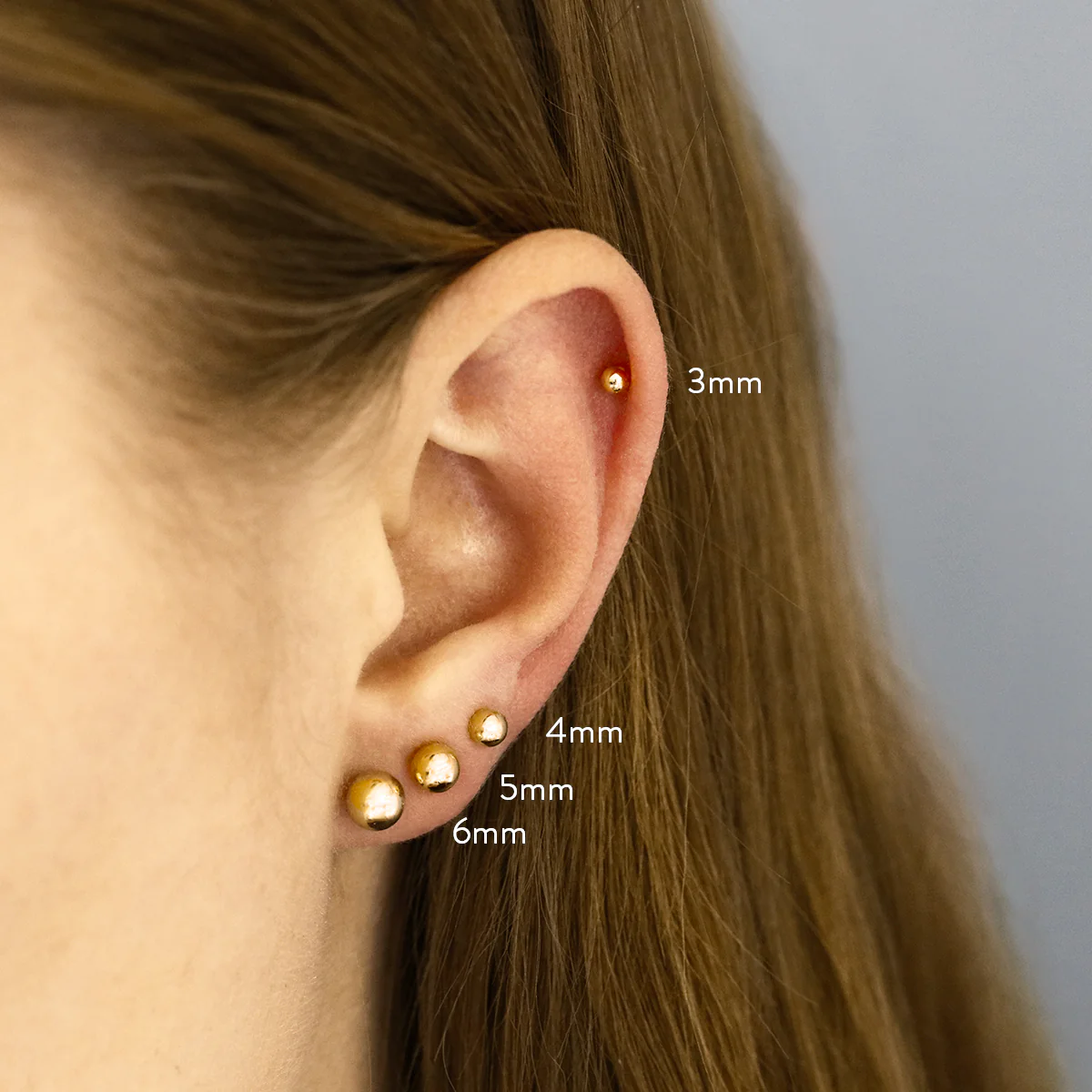 Soleil collection 3mm Ball Stud Earrings | 9K Yellow Gold - Image 7